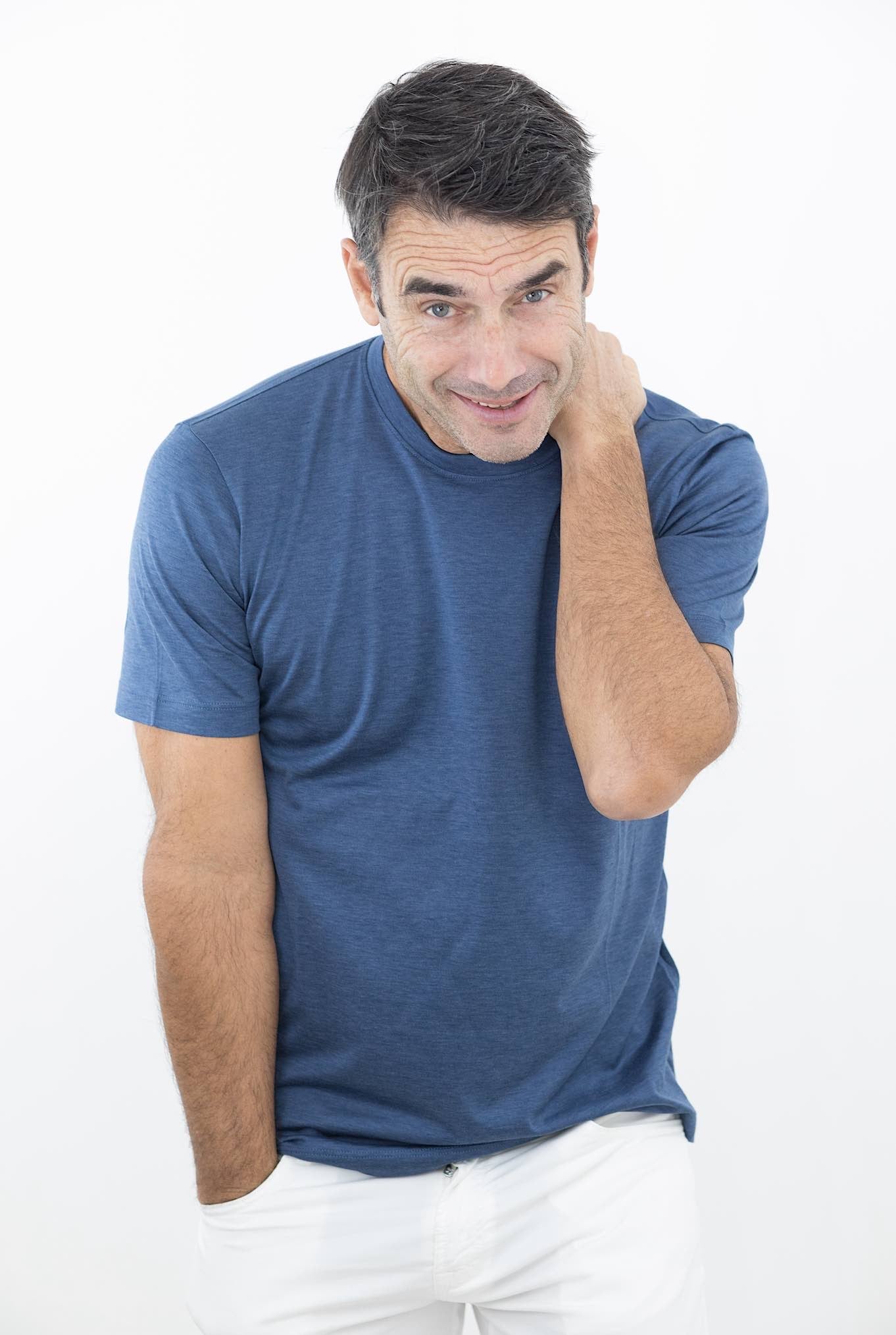 MARCO PESCAROLO T-Shirt Seta Cotone Avio Mélange - Guarino Store