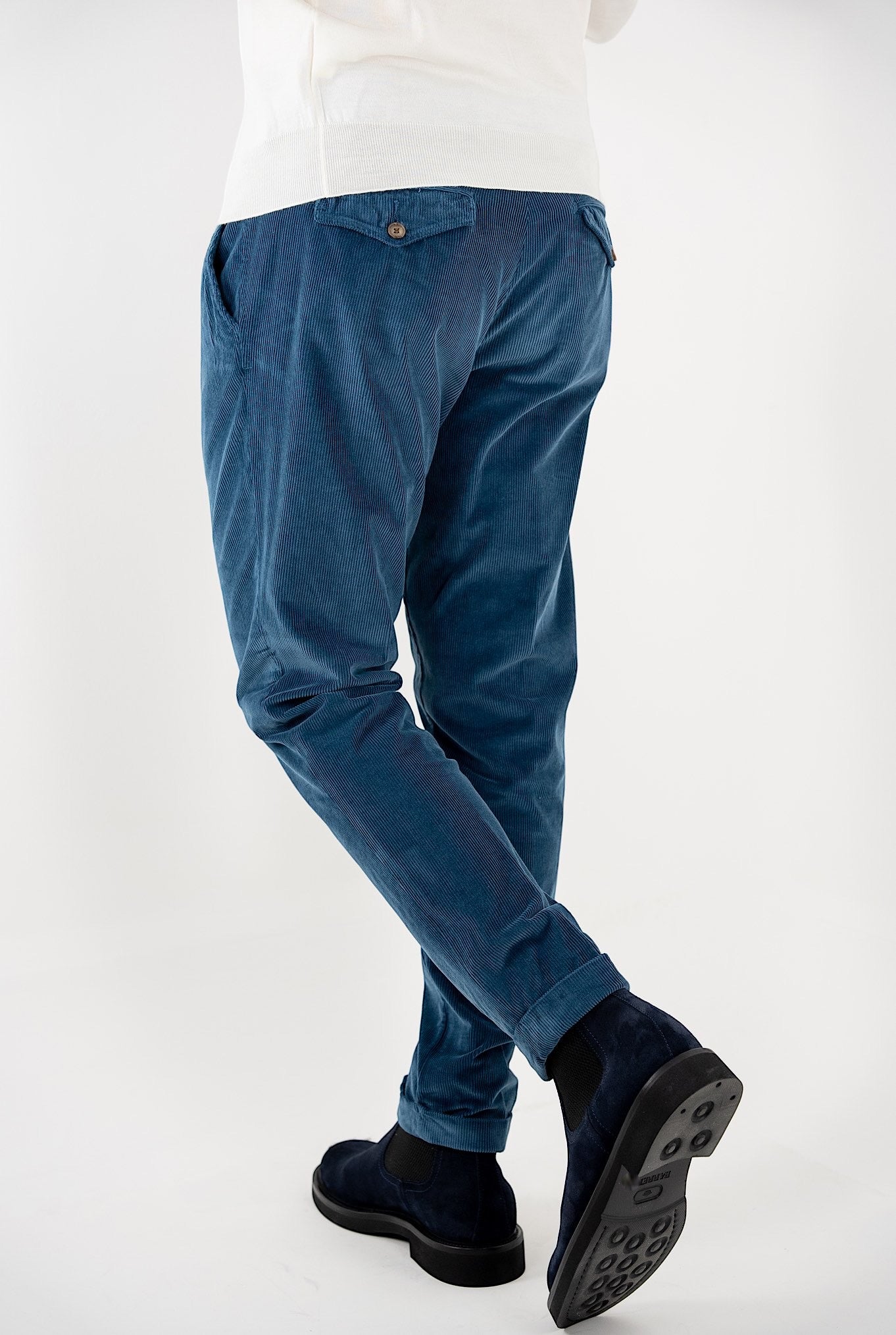 Pantaloni Velluto Lavato Bluette - Guarino Store