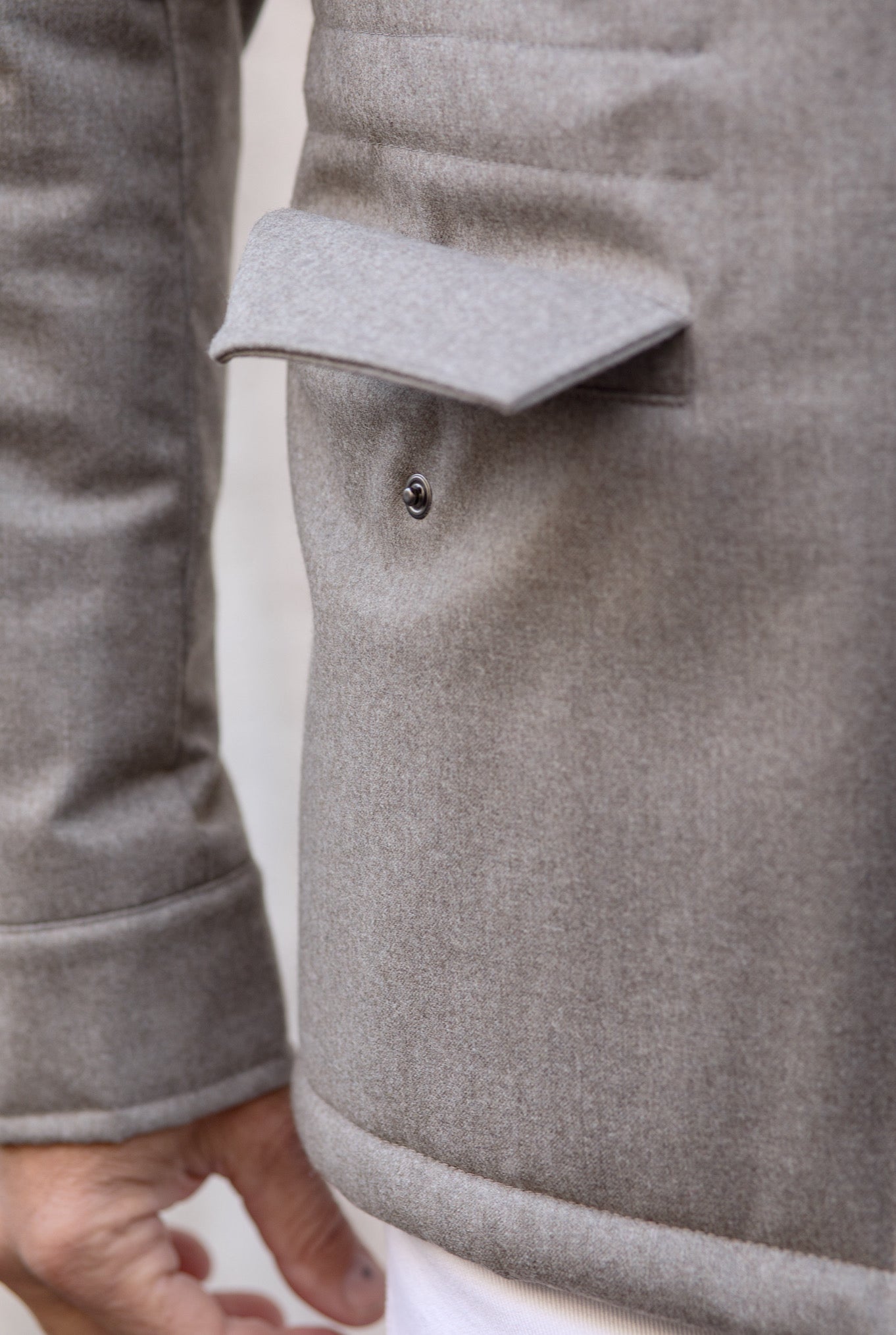 Field Jacket Tessuto Vitale Barberis Canonico Beige - Guarino Store