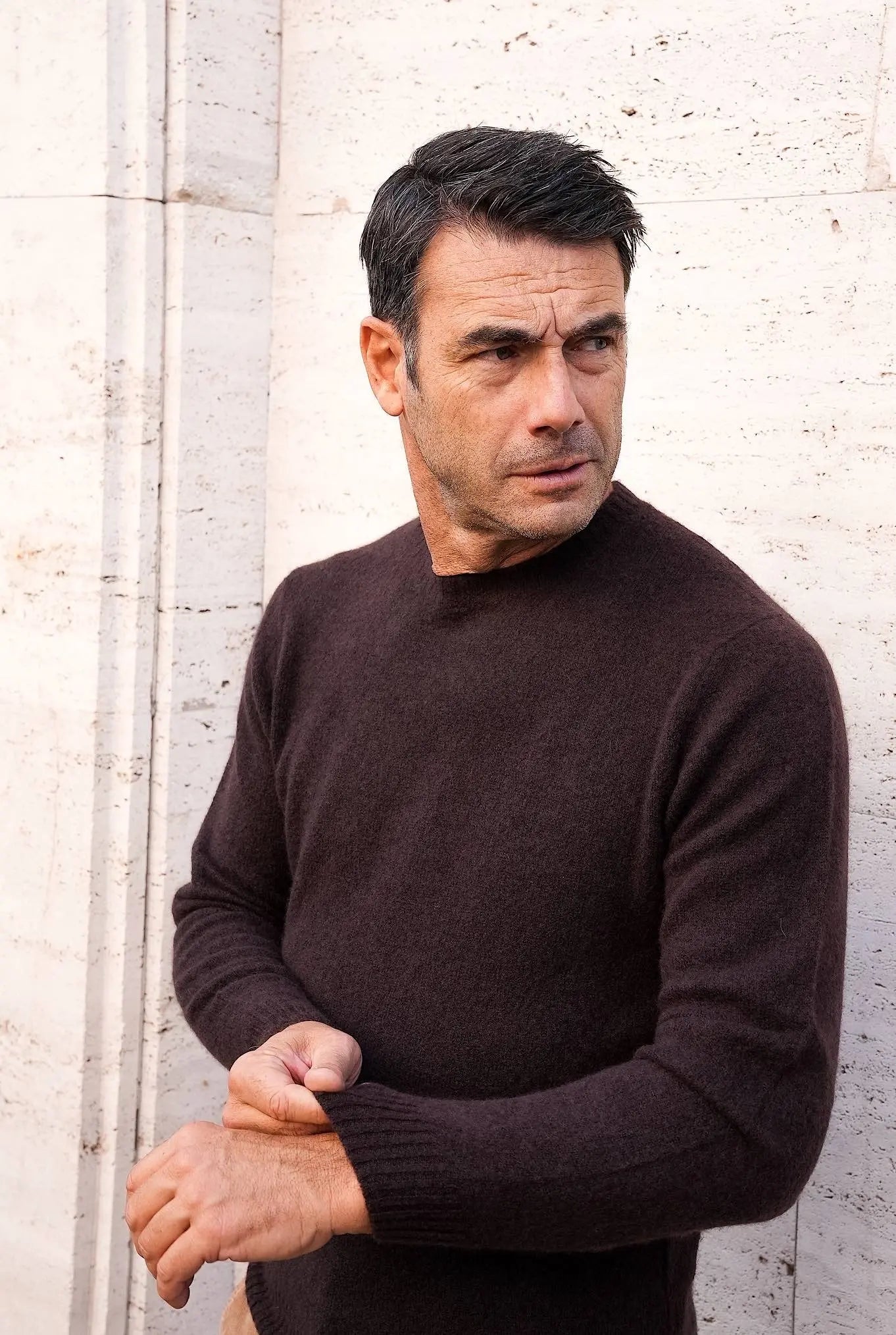 Maglia Girocollo in Cashmere e Seta Marrone - Guarino Store
