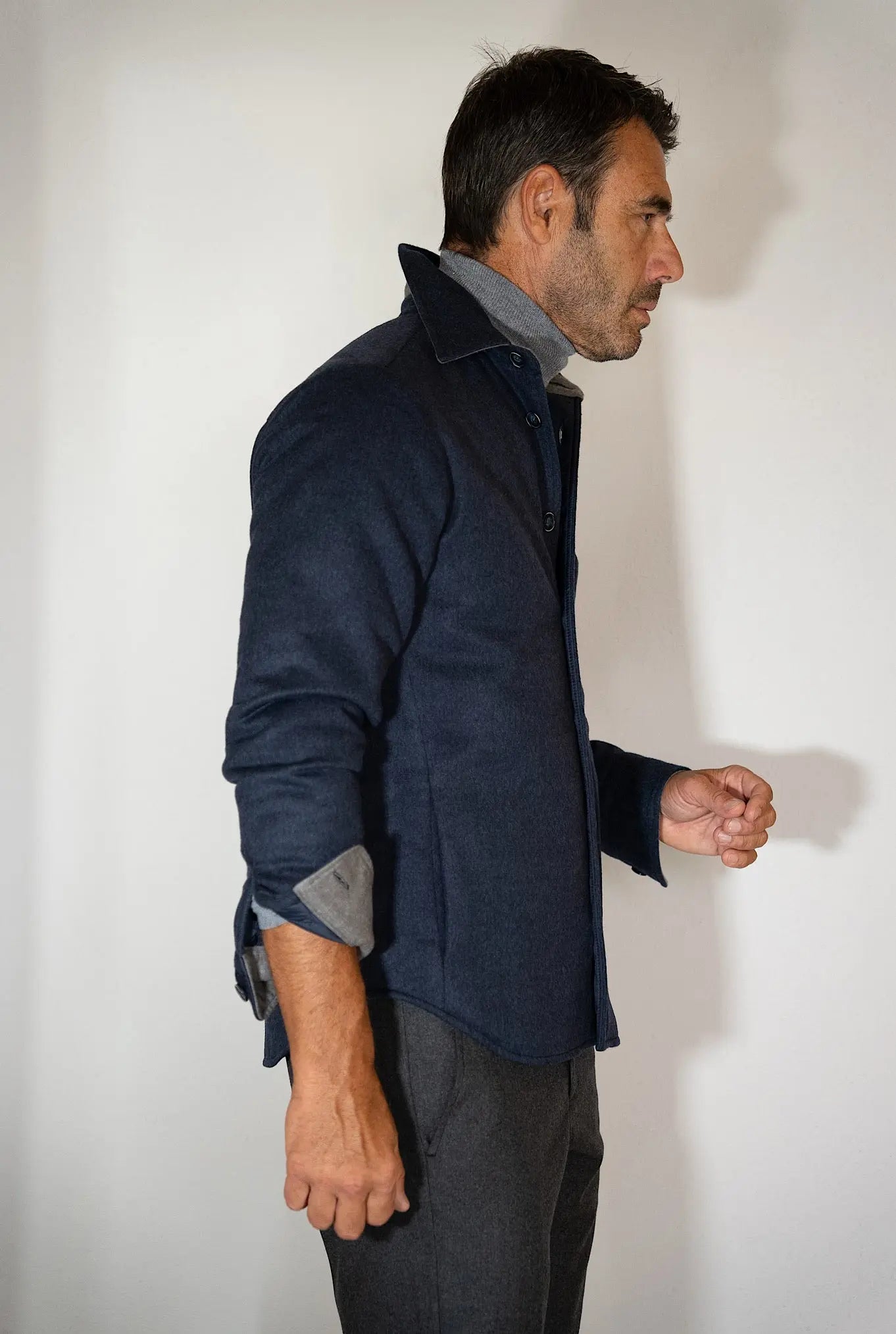 Overshirt Cashmere e Seta Blu Navy - Guarino Store