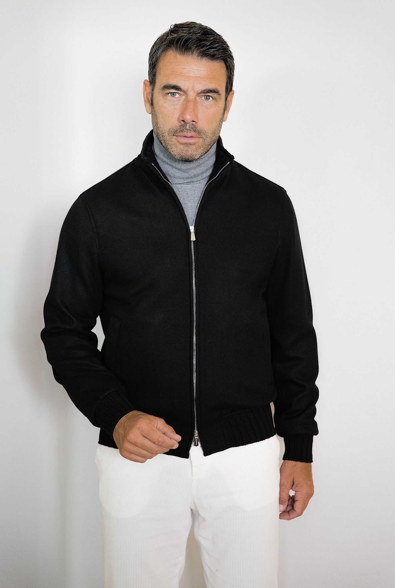 Giubbino in Jersey Cashmere Nero - Guarino Store