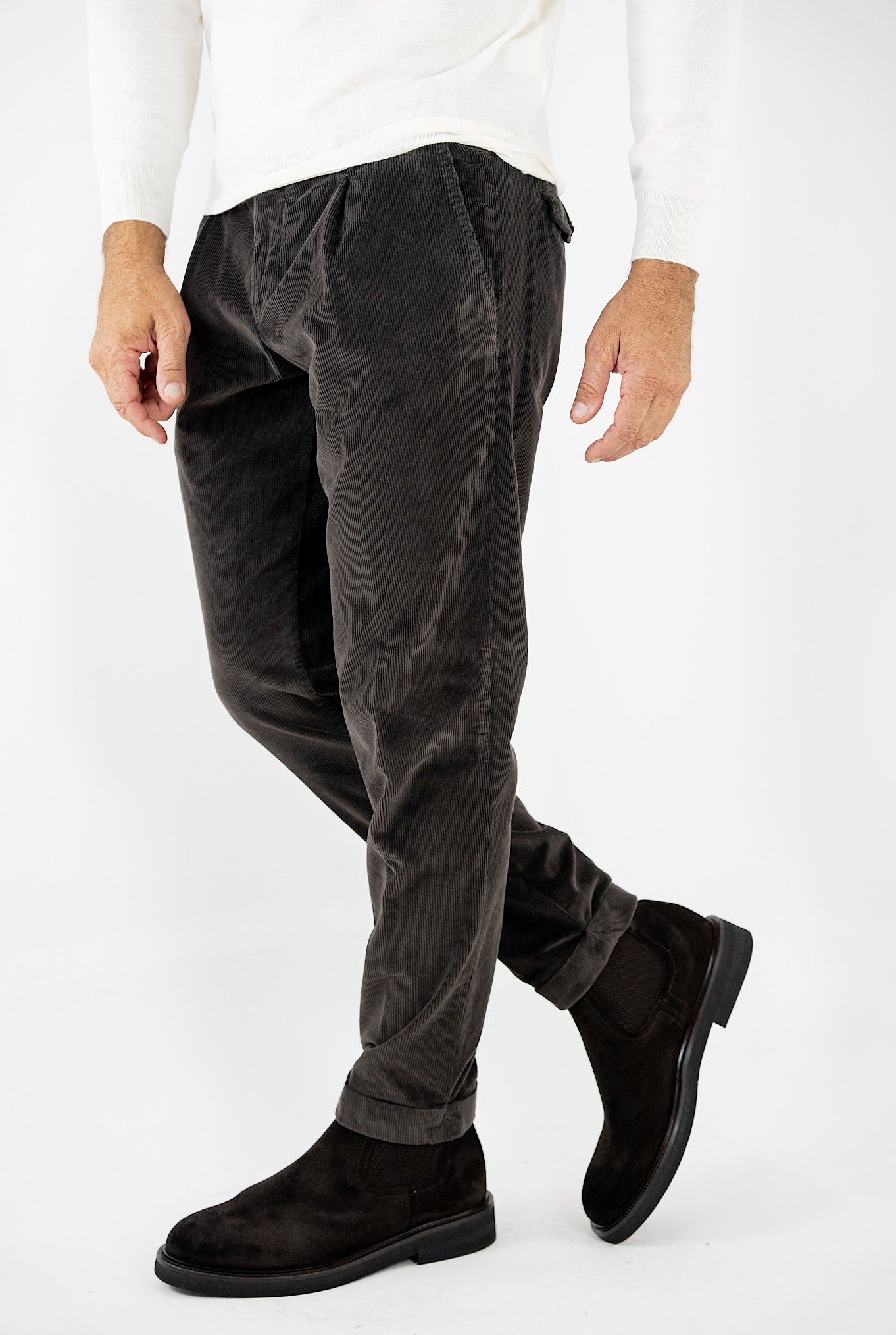 Pantaloni Velluto Lavato Testa di Moro - Guarino Store