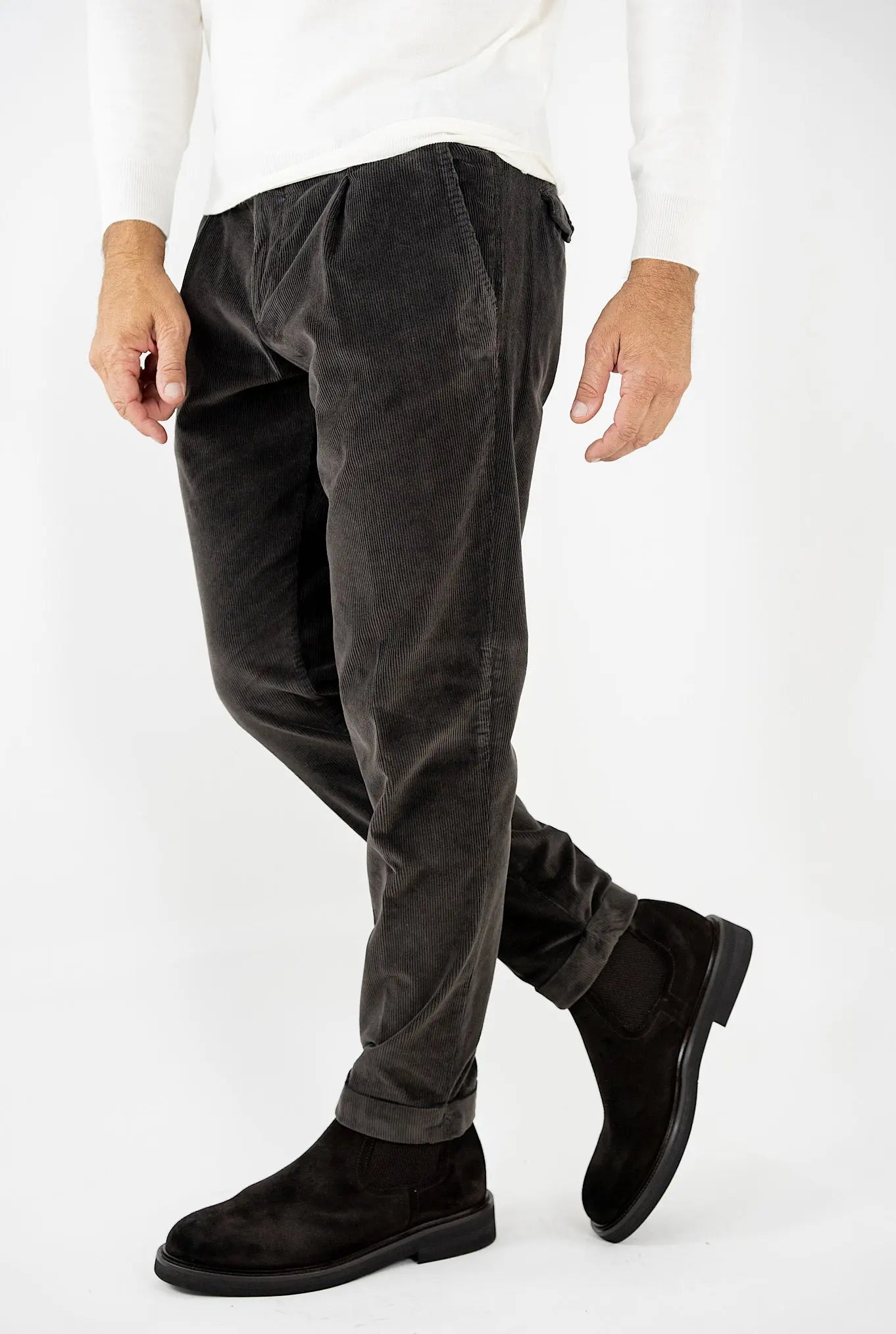 Pantaloni Velluto Lavato Testa di Moro - Guarino Store