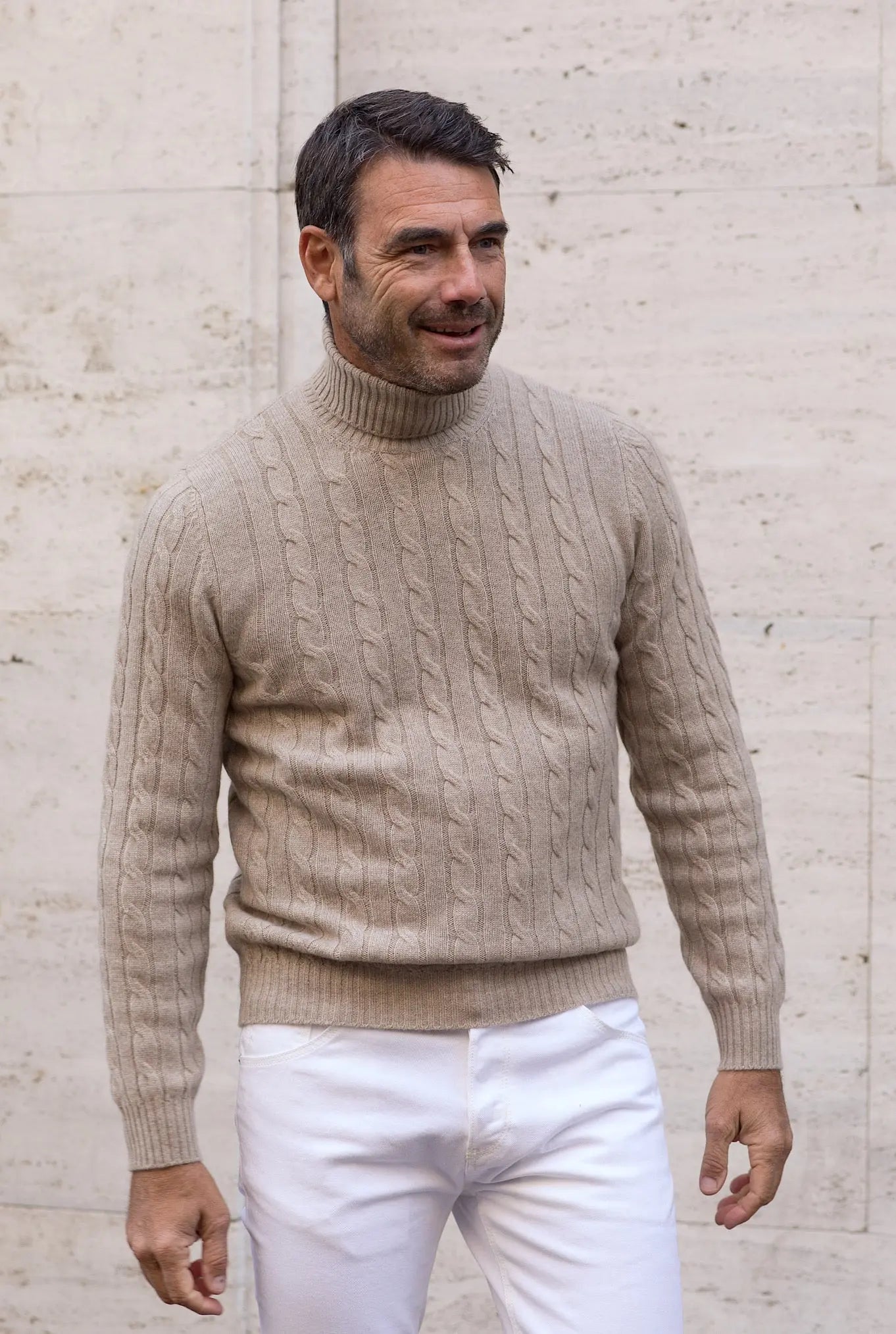 Dolcevita a Trecce in Cashmere Beige - Guarino Store