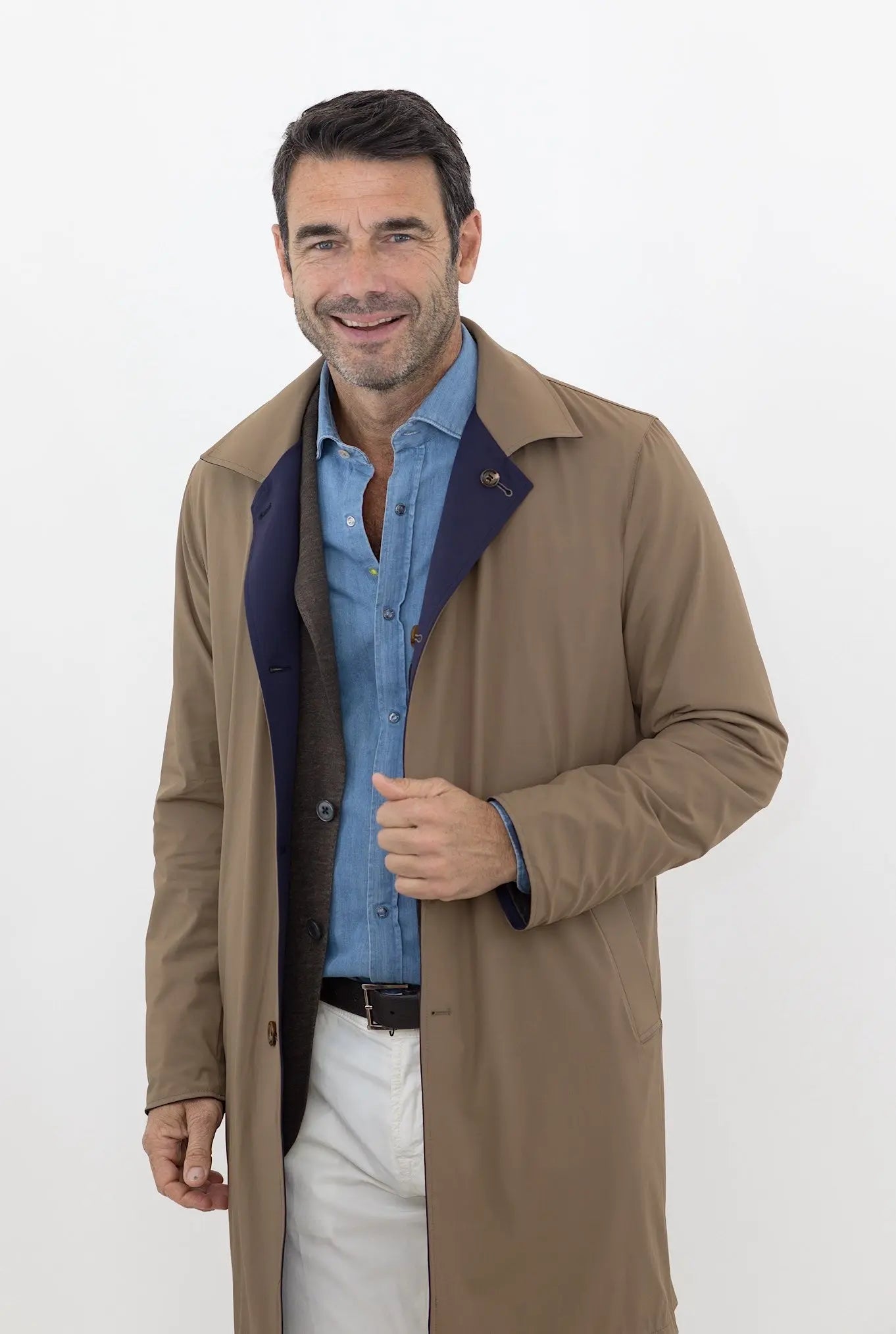 KIRED Soprabito Impermeabile Reversibile Blu e Tabacco - Guarino Store