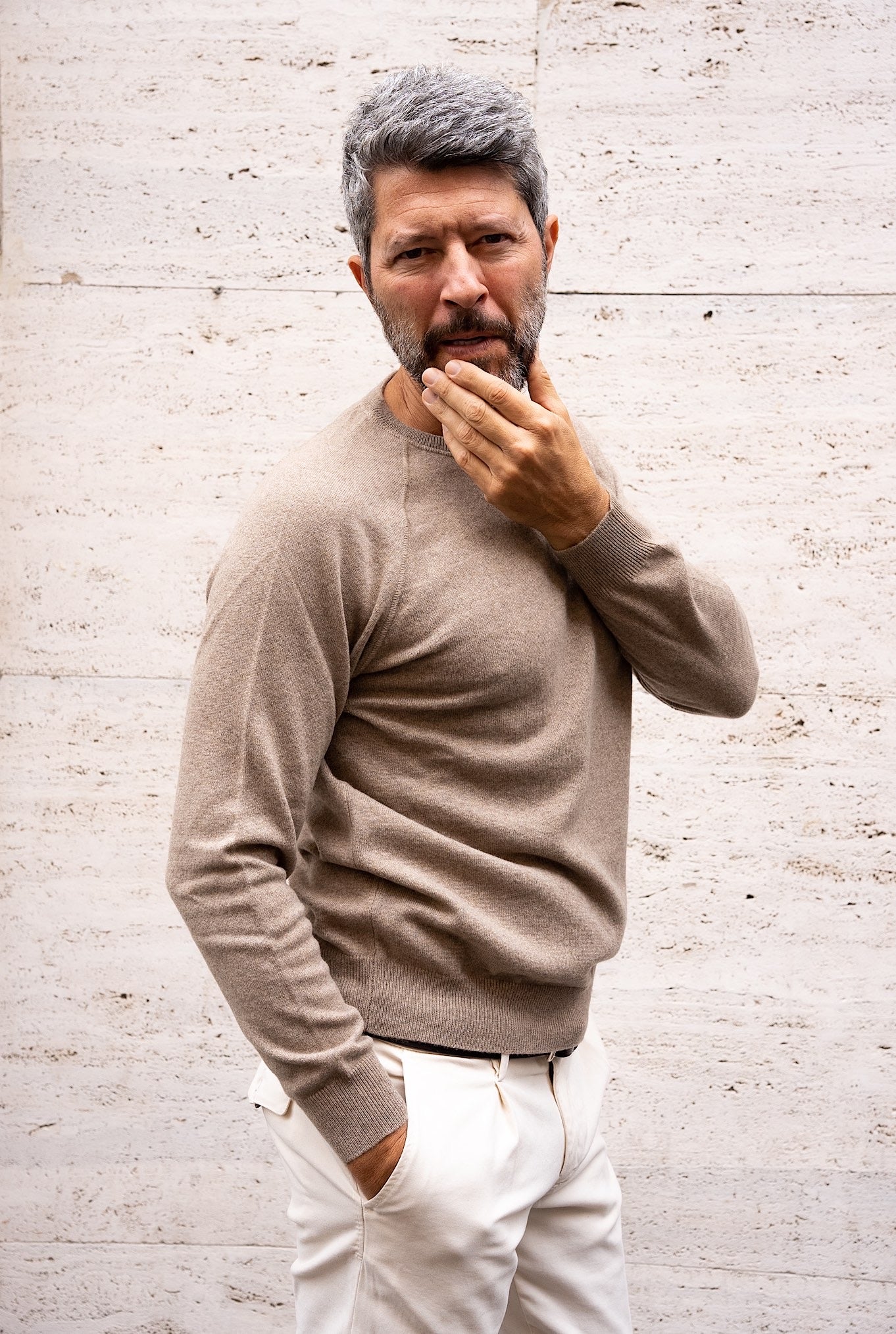 Girocollo Cashmere RaglanBeige Chiaro - Guarino Store