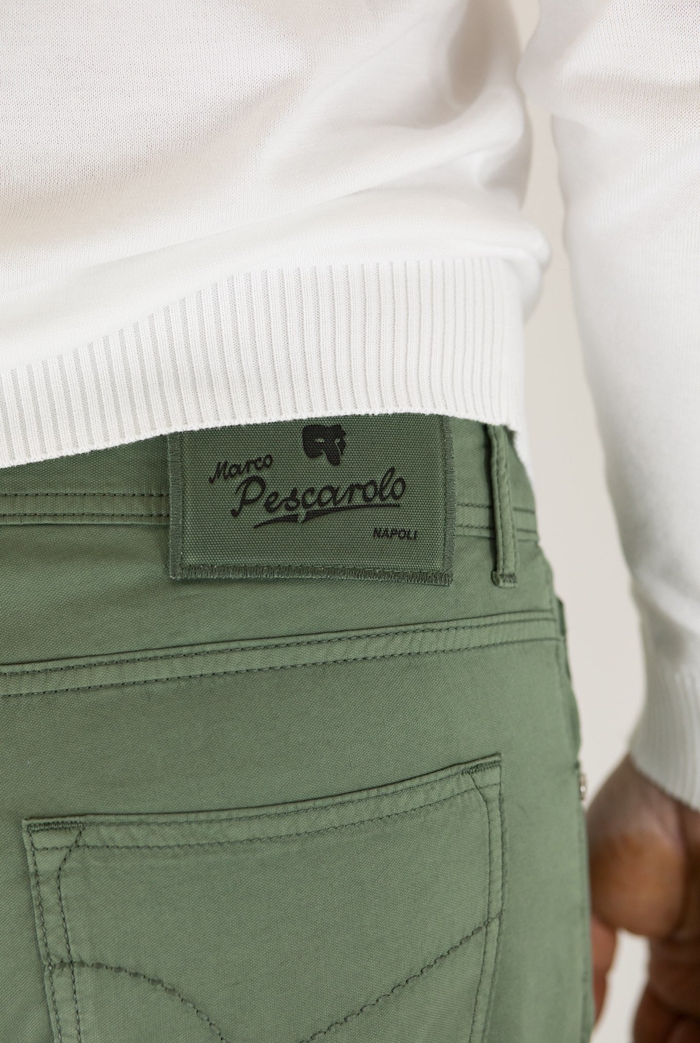 PESCAROLO Pantaloni 5 Tasche mod. Nerano Cotone Seta Verdi - Guarino Store