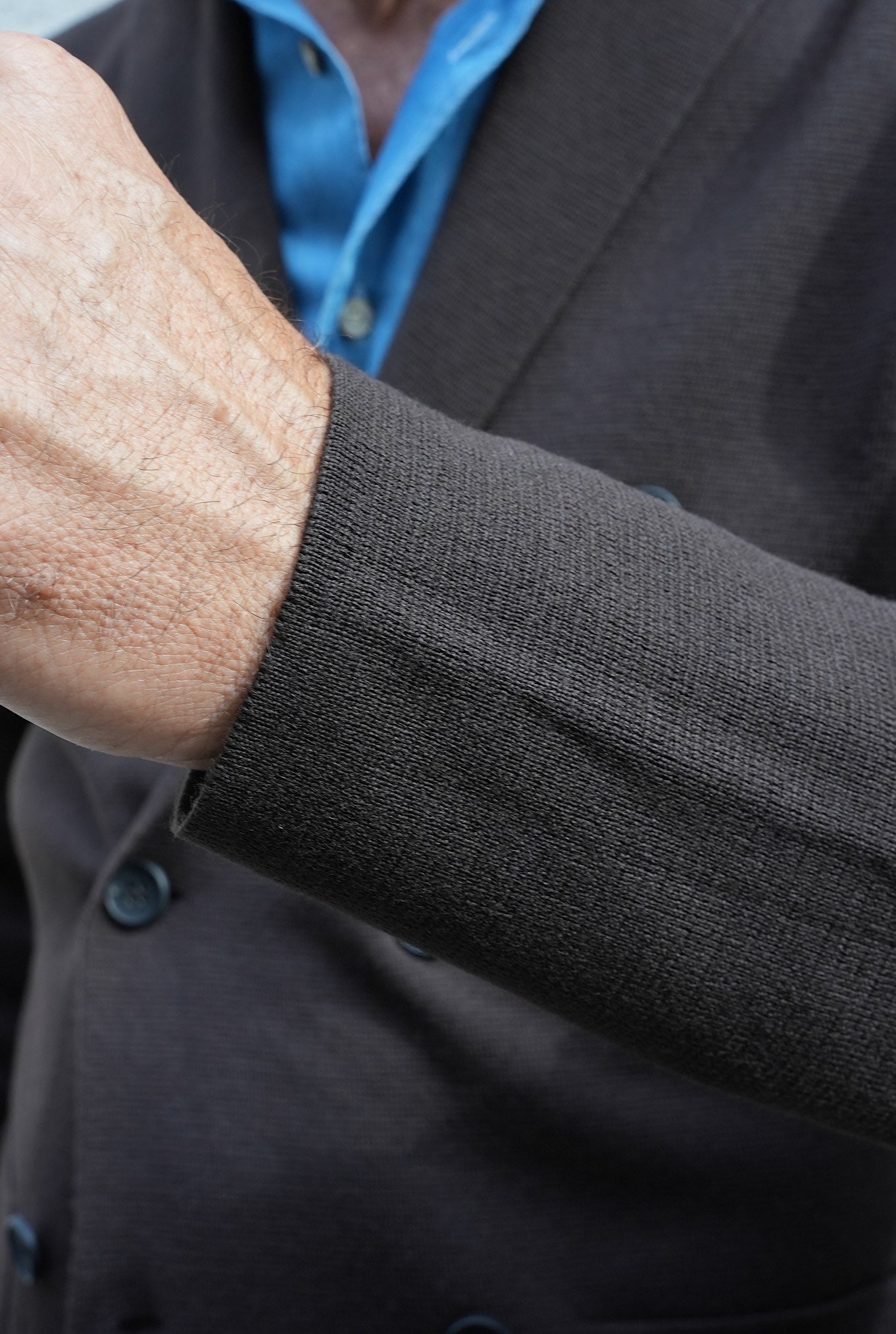 HINDUSTRIE Giacca Doppiopetto in Maglia Jersey Lana Testa di Moro - Guarino Store