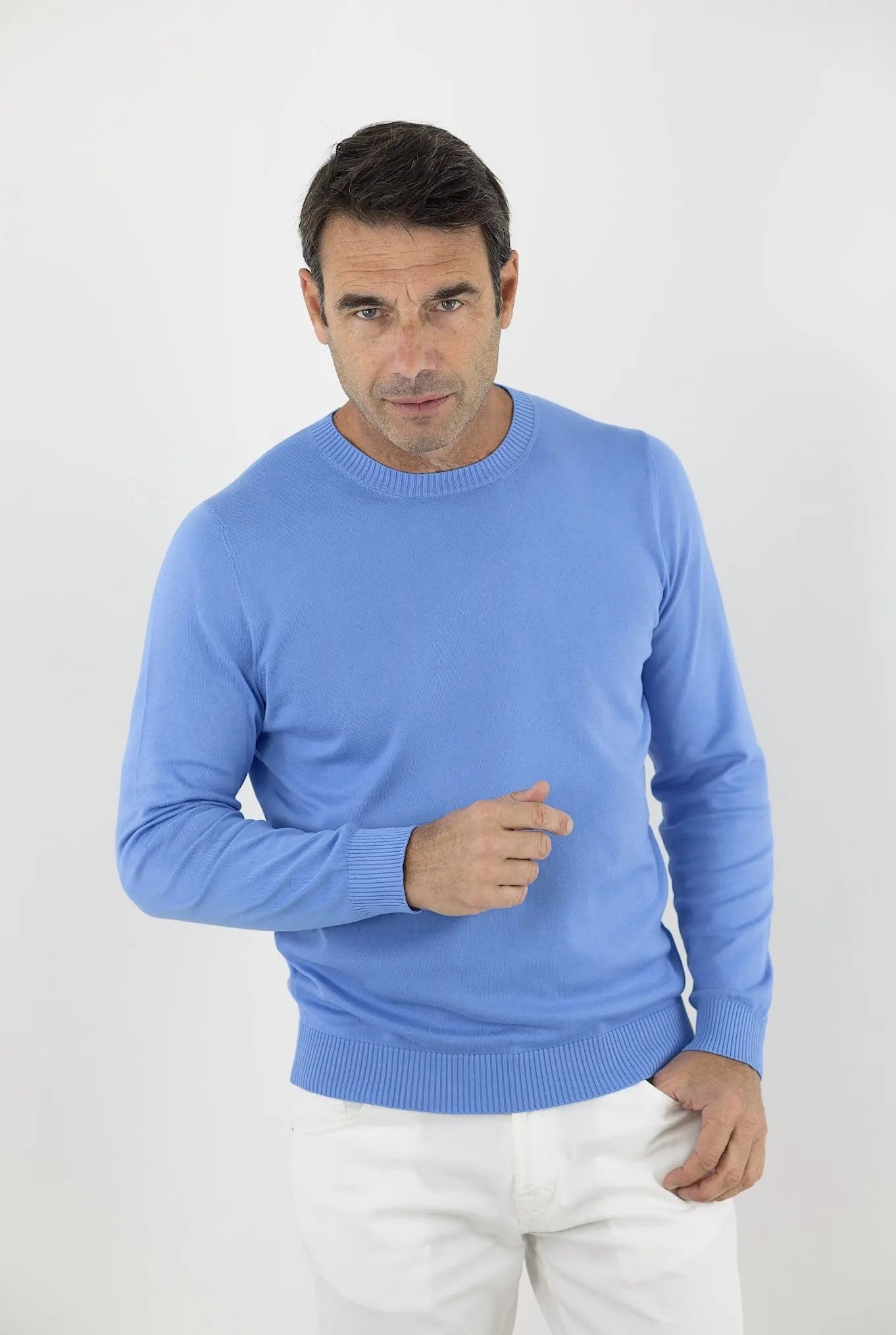 MALO Girocollo Cotone Super Soft Azzurro - Guarino Store