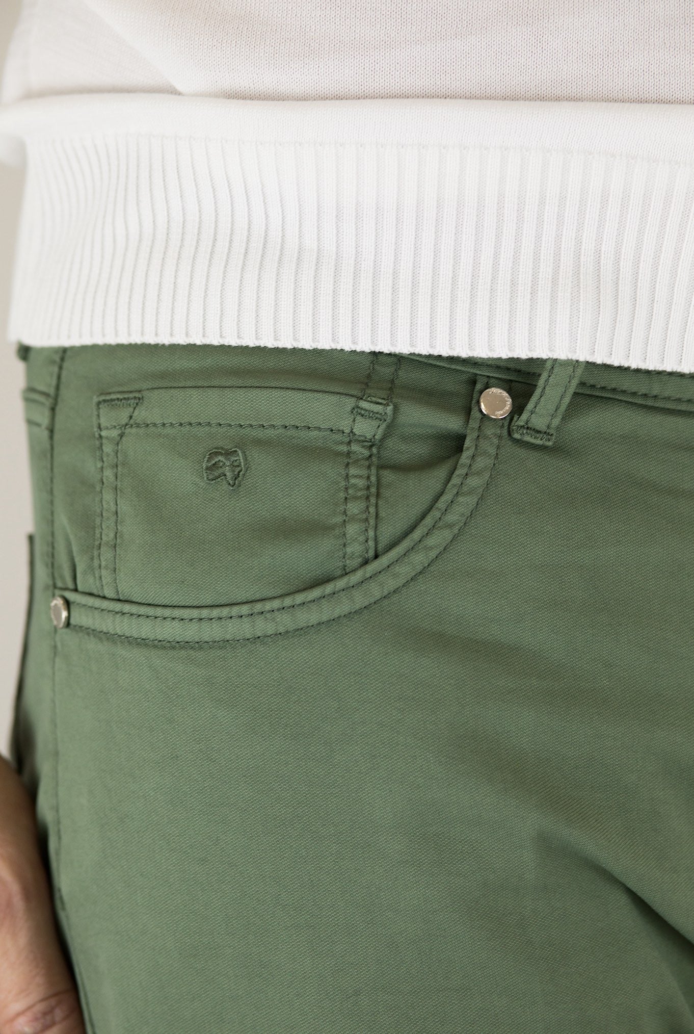 PESCAROLO Pantaloni 5 Tasche mod. Nerano Cotone Seta Verdi - Guarino Store