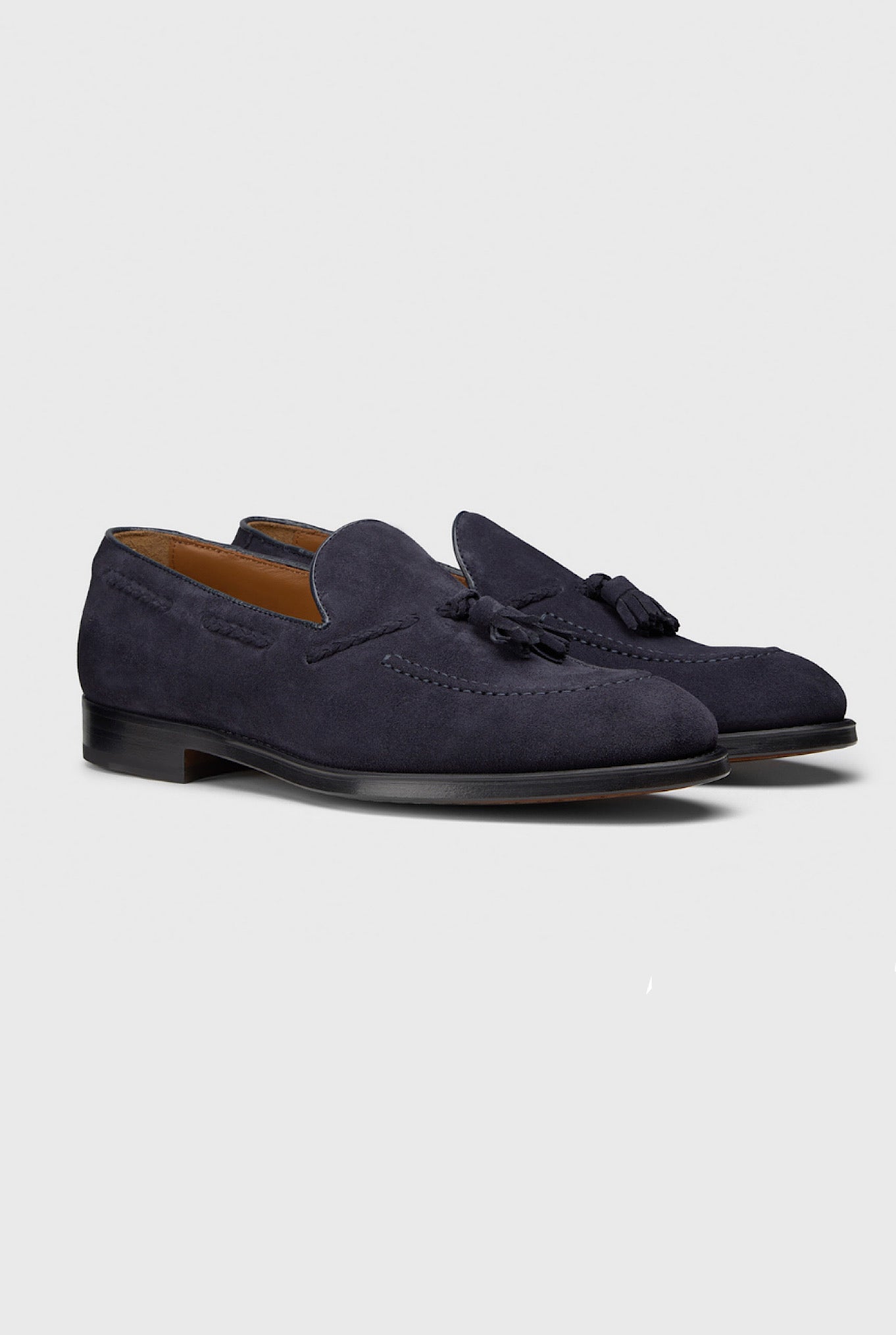 Mocassini con Nappine in Suede Blu - Guarino Store