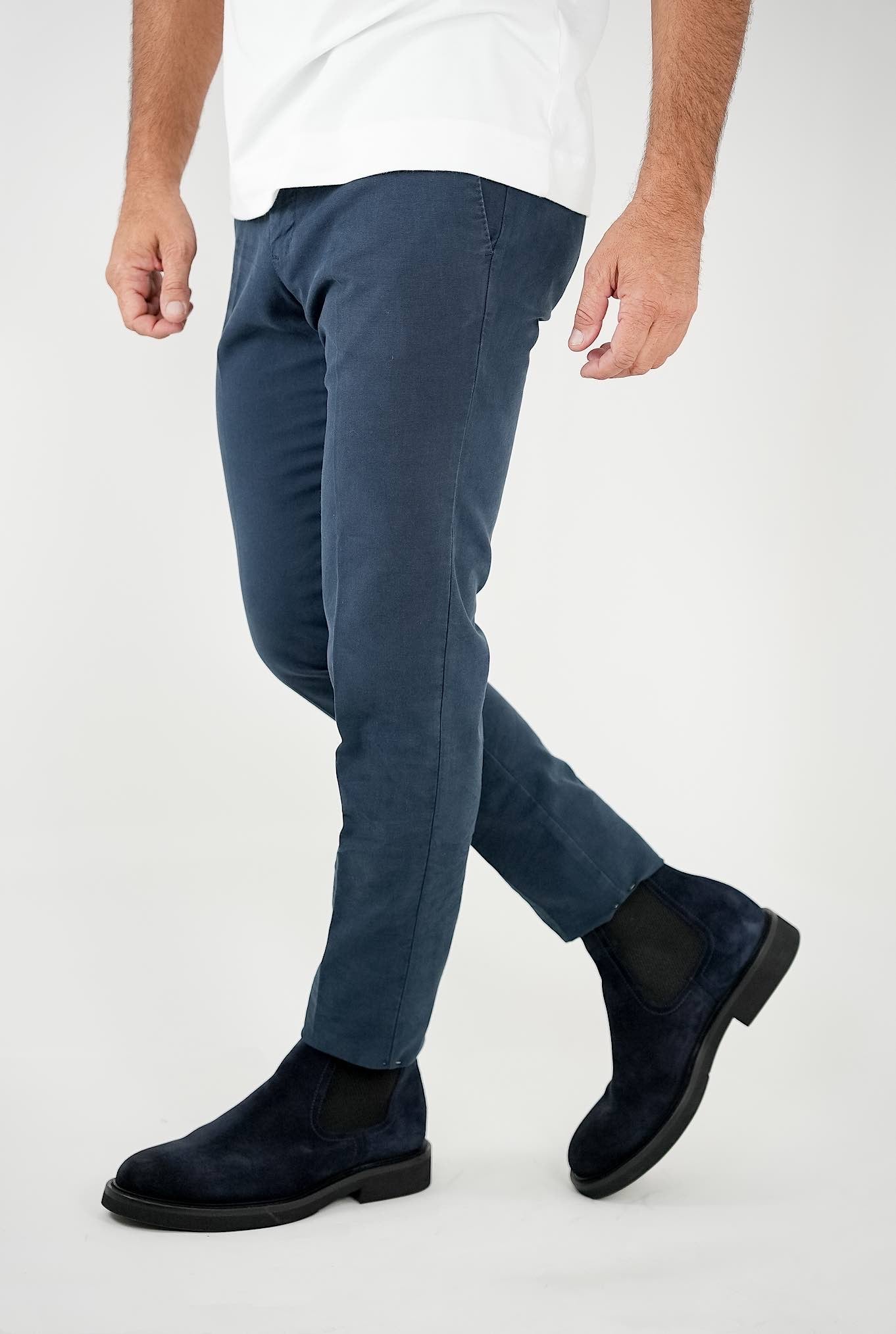 Pantaloni Délavé Stretch Slim Cotone e Lyocell Blu - Guarino Store