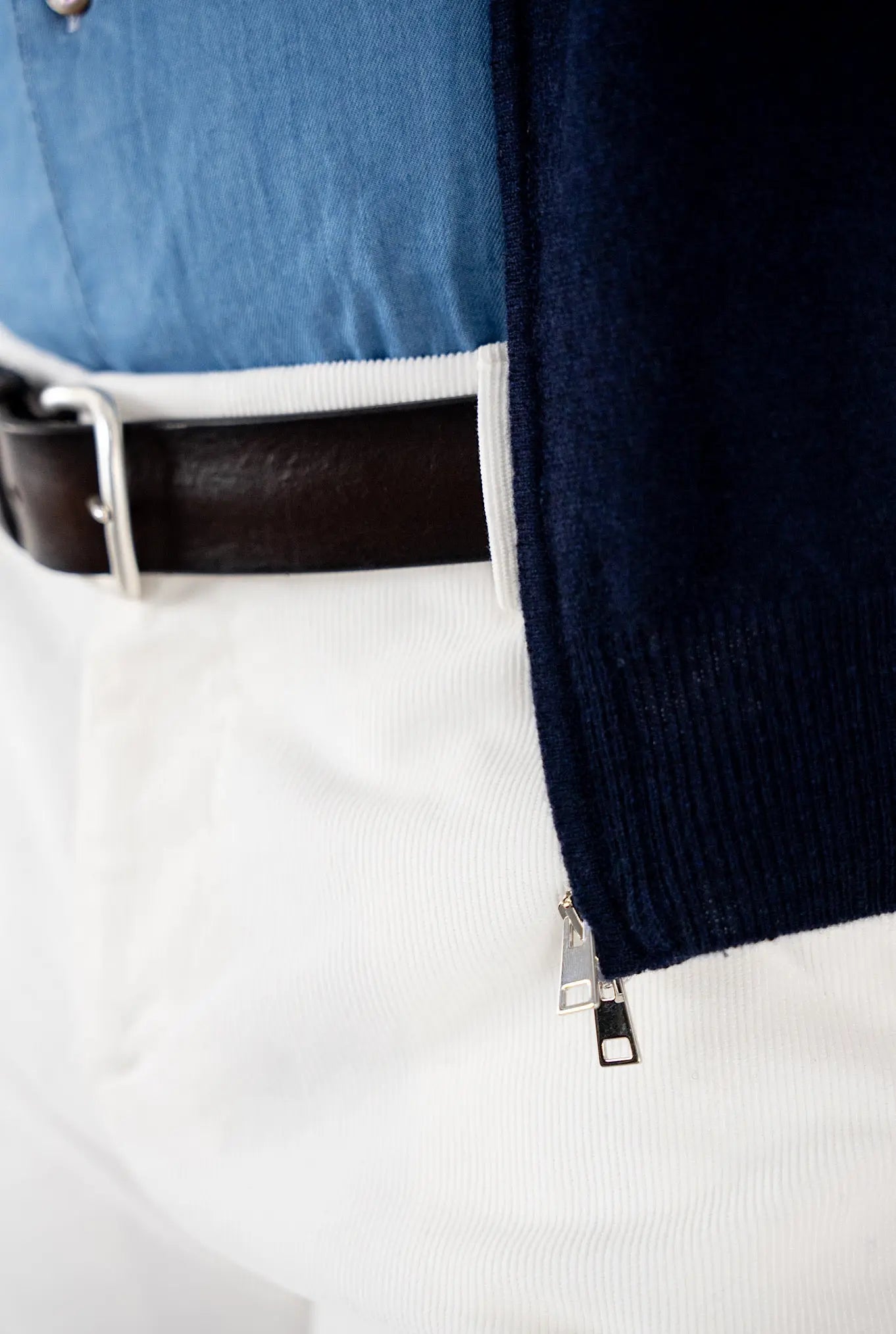 Pullover Full Zip Cashmere Blu - Guarino Store