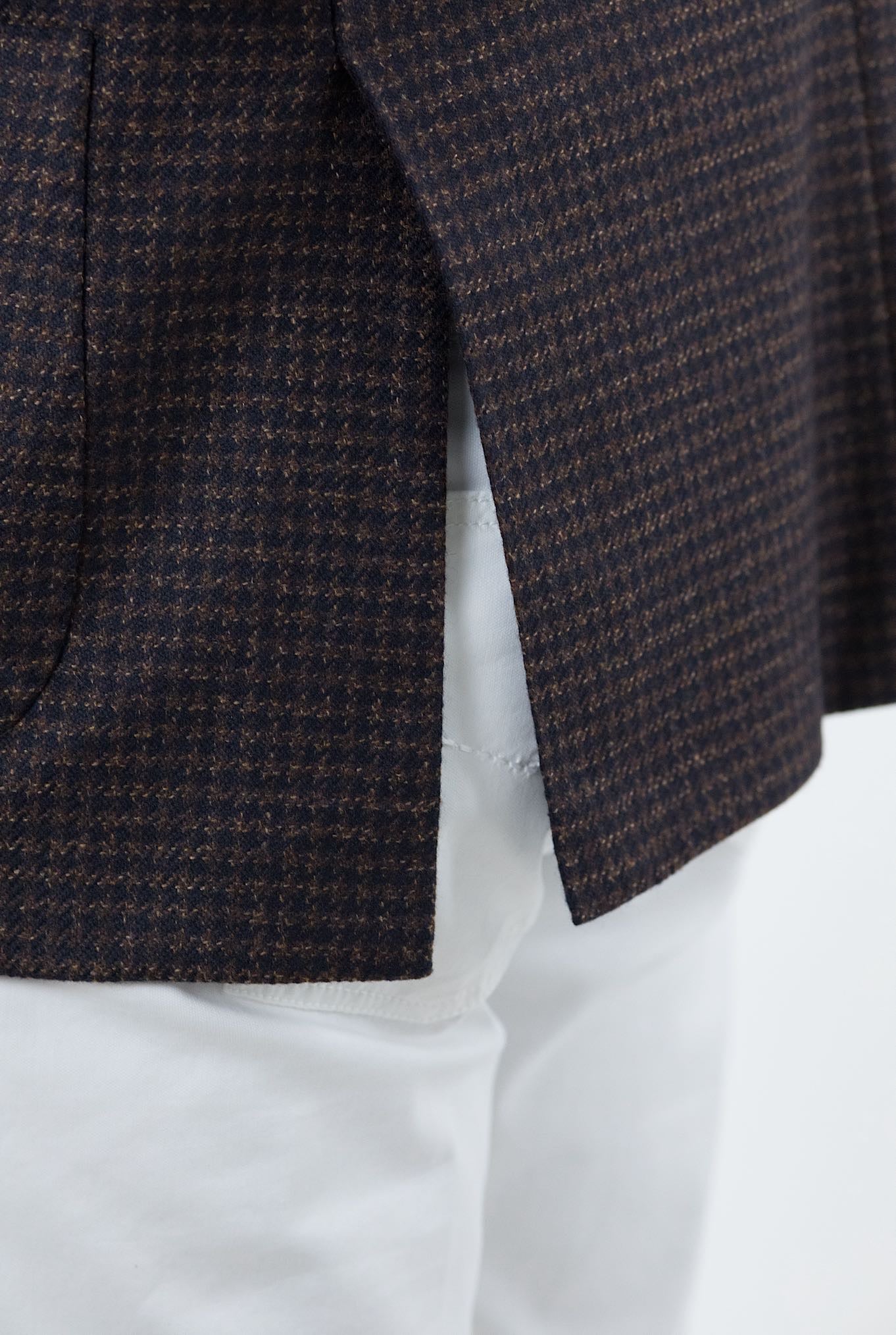 Giacca Pied de Poule Cashmere Marrone/Blu - Guarino Store