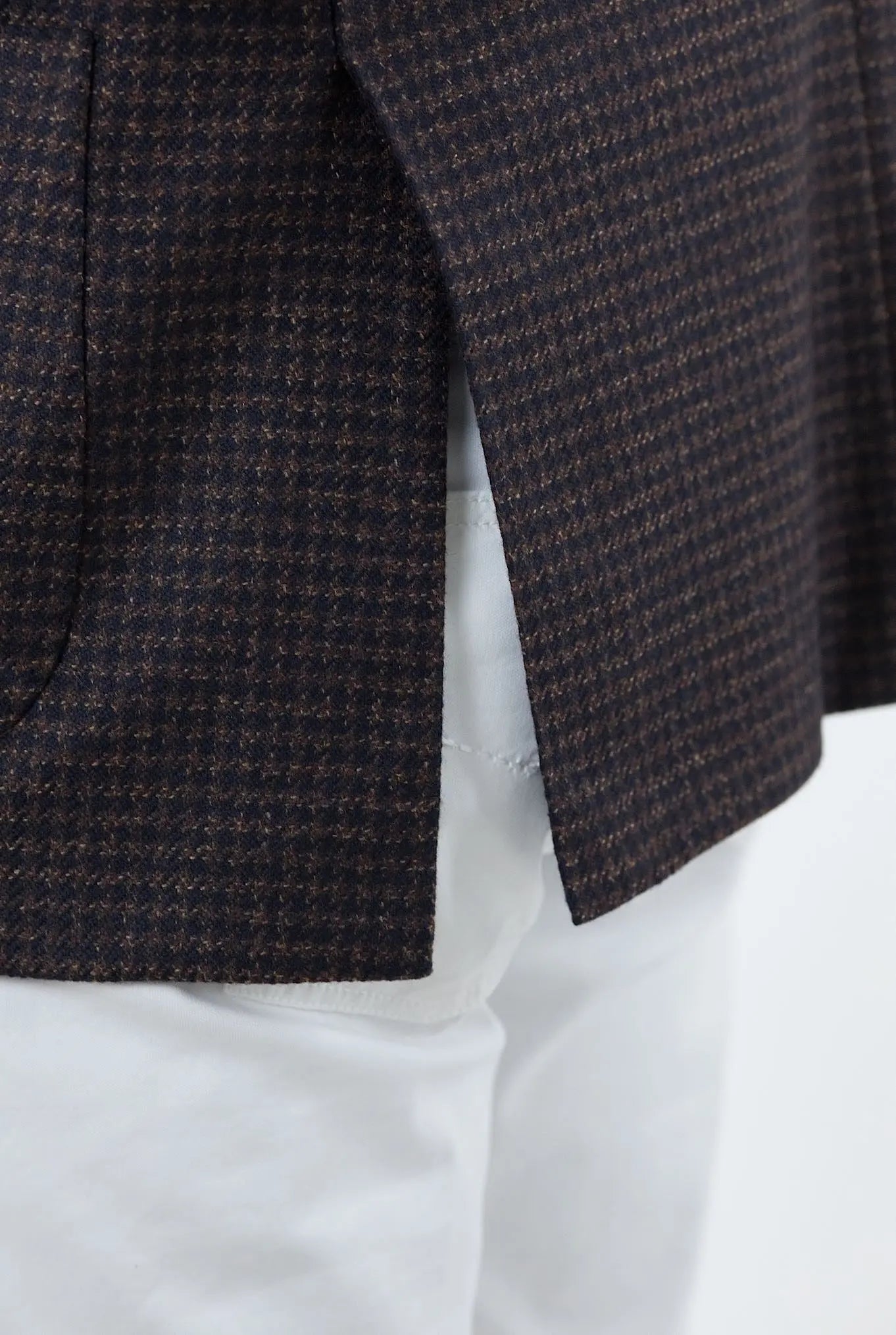 Giacca Pied de Poule Cashmere Marrone/Blu - Guarino Store