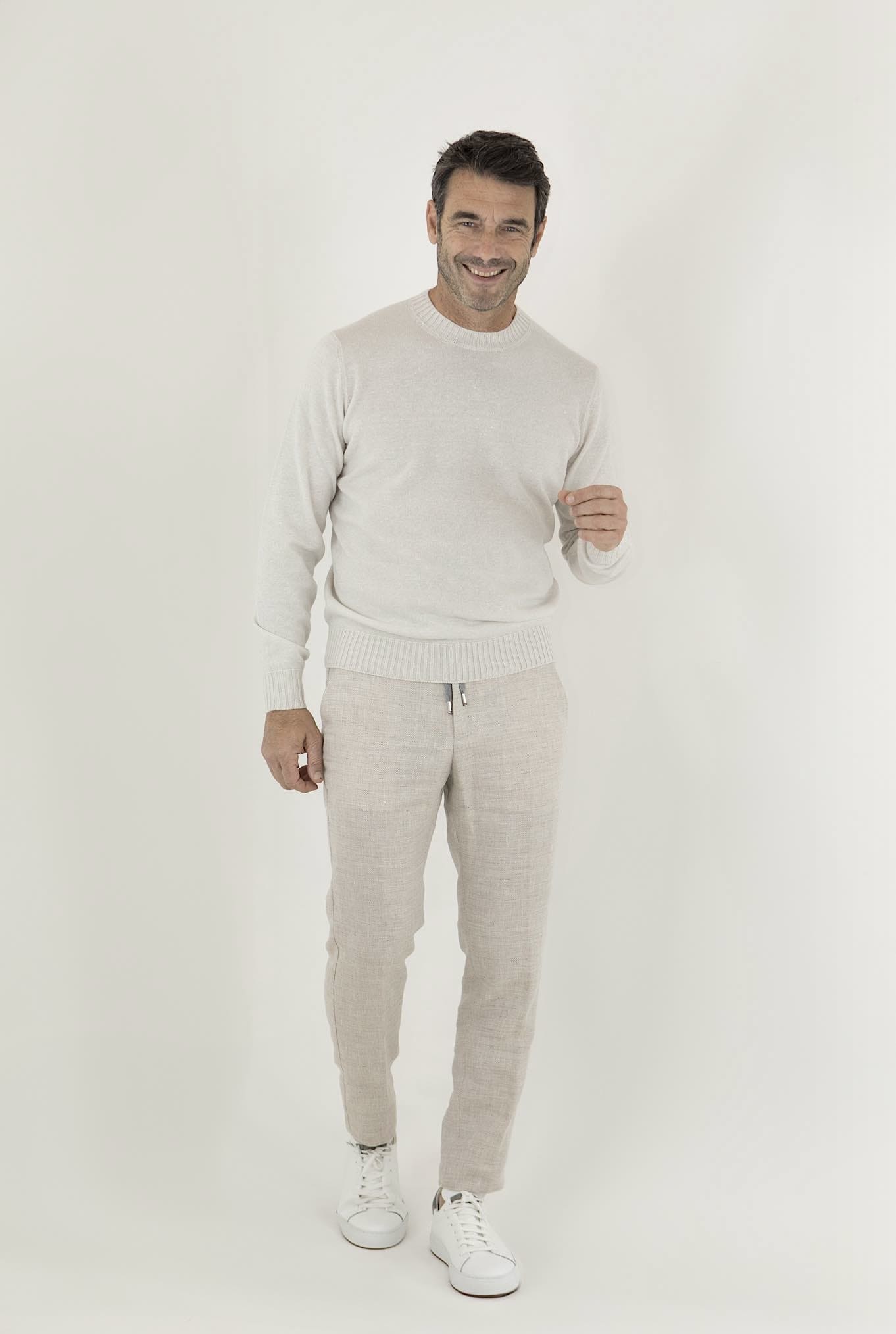 Girocollo Cashmere e Lino Gesso Mélange - Guarino Store