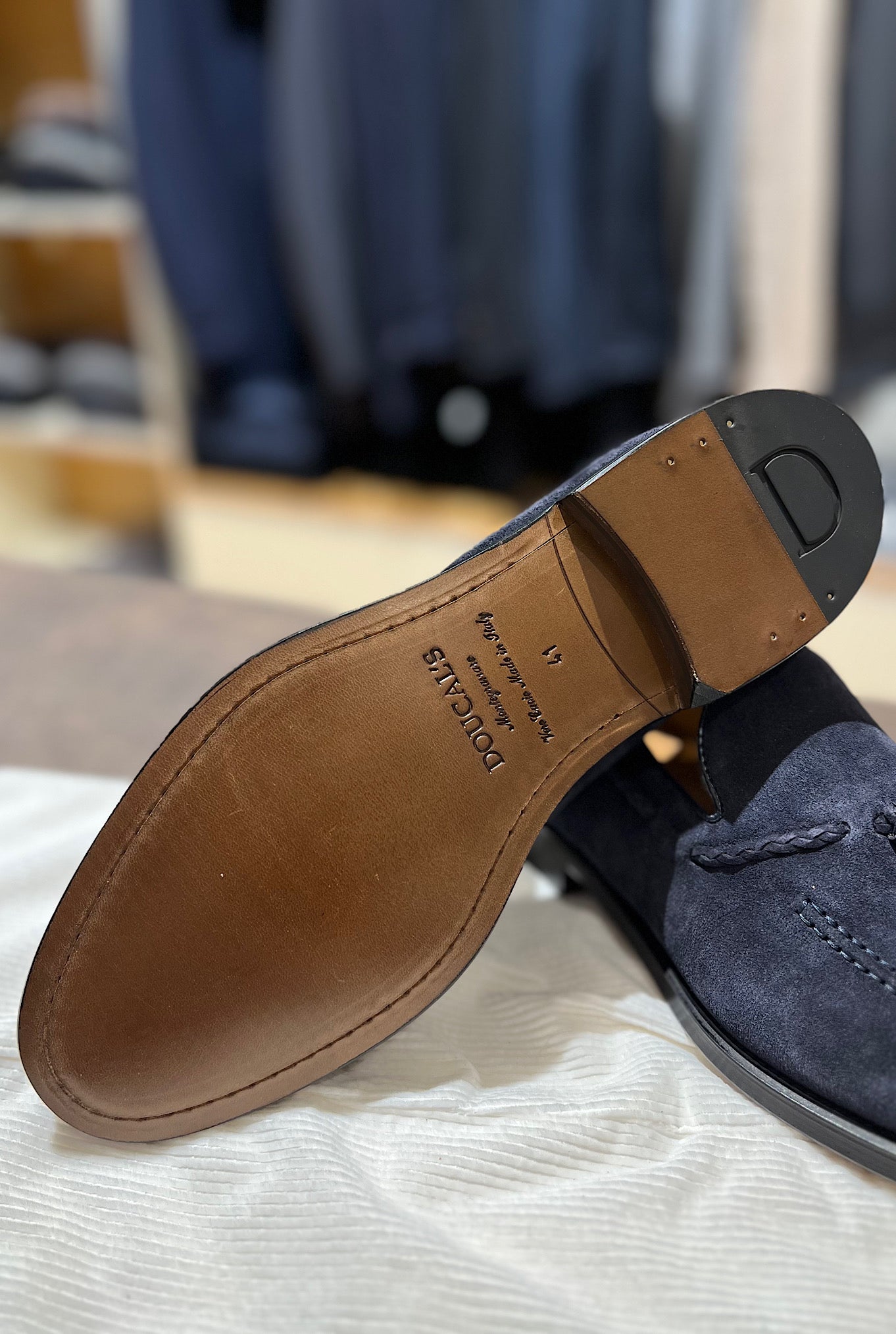 Mocassini con Nappine in Suede Blu - Guarino Store