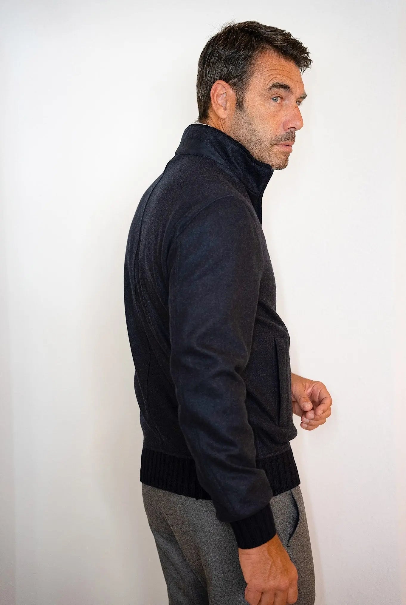 Giubbino in Jersey Cashmere Blu - Guarino Store