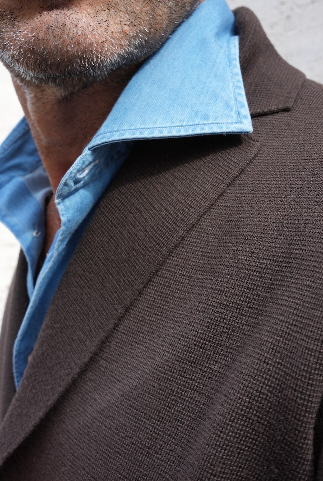 HINDUSTRIE Giacca Doppiopetto in Maglia Jersey Lana Testa di Moro - Guarino Store