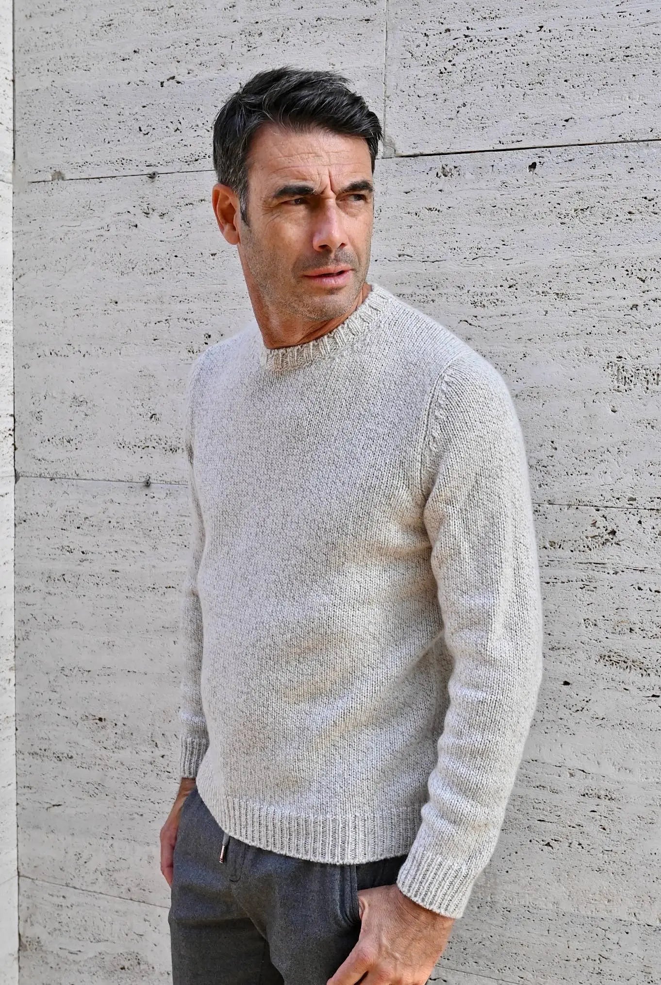 Girocollo Argentina Cashmere Malfilé Beige Chiaro - Guarino Store