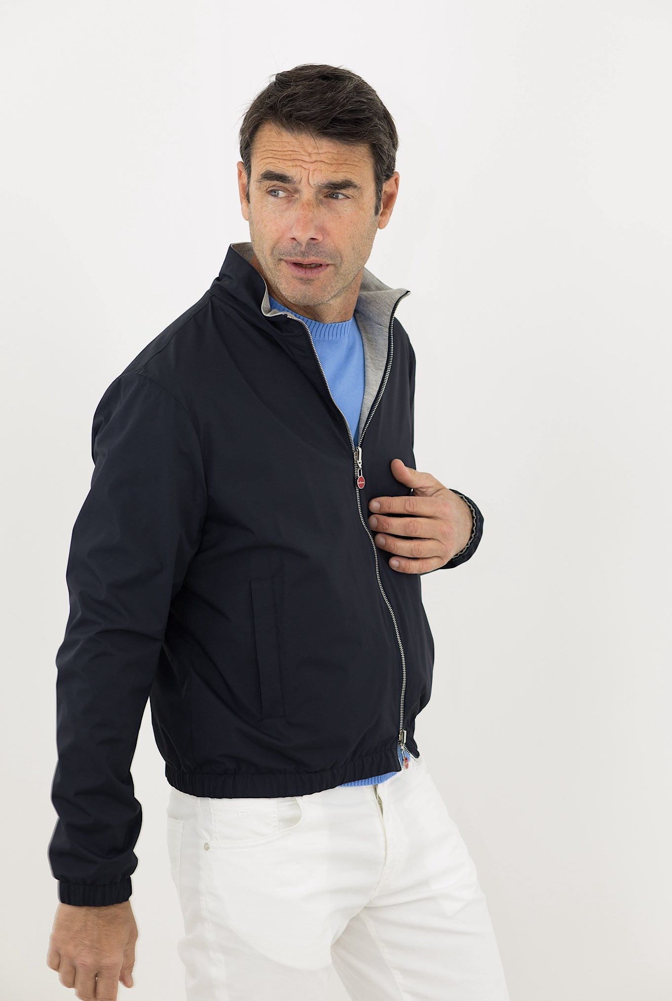 KITON Giubbino Reversibile Blu/Grigio chiaro - Guarino Store