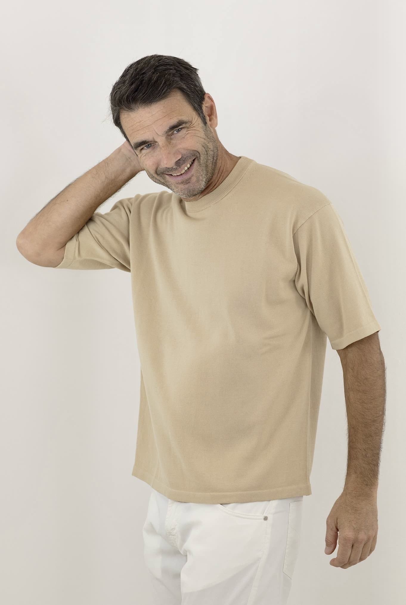 Girocollo Maniche Corte Boxy Beige - Guarino Store