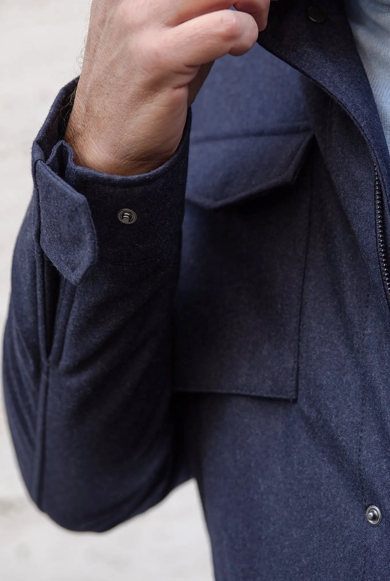 Field Jacket Tessuto Vitale Barberis Canonico Blu - Guarino Store