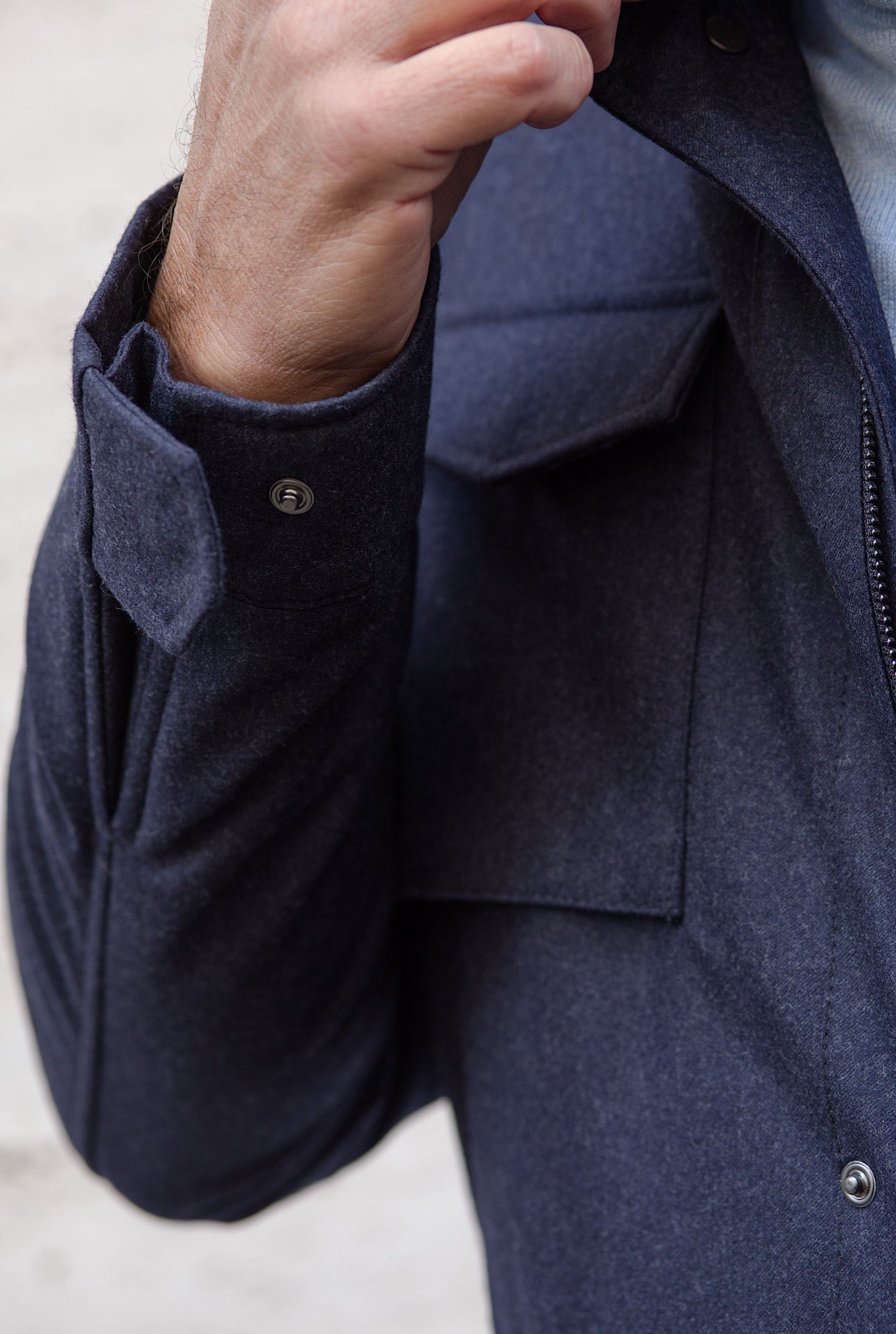 Field Jacket Tessuto Vitale Barberis Canonico Blu - Guarino Store