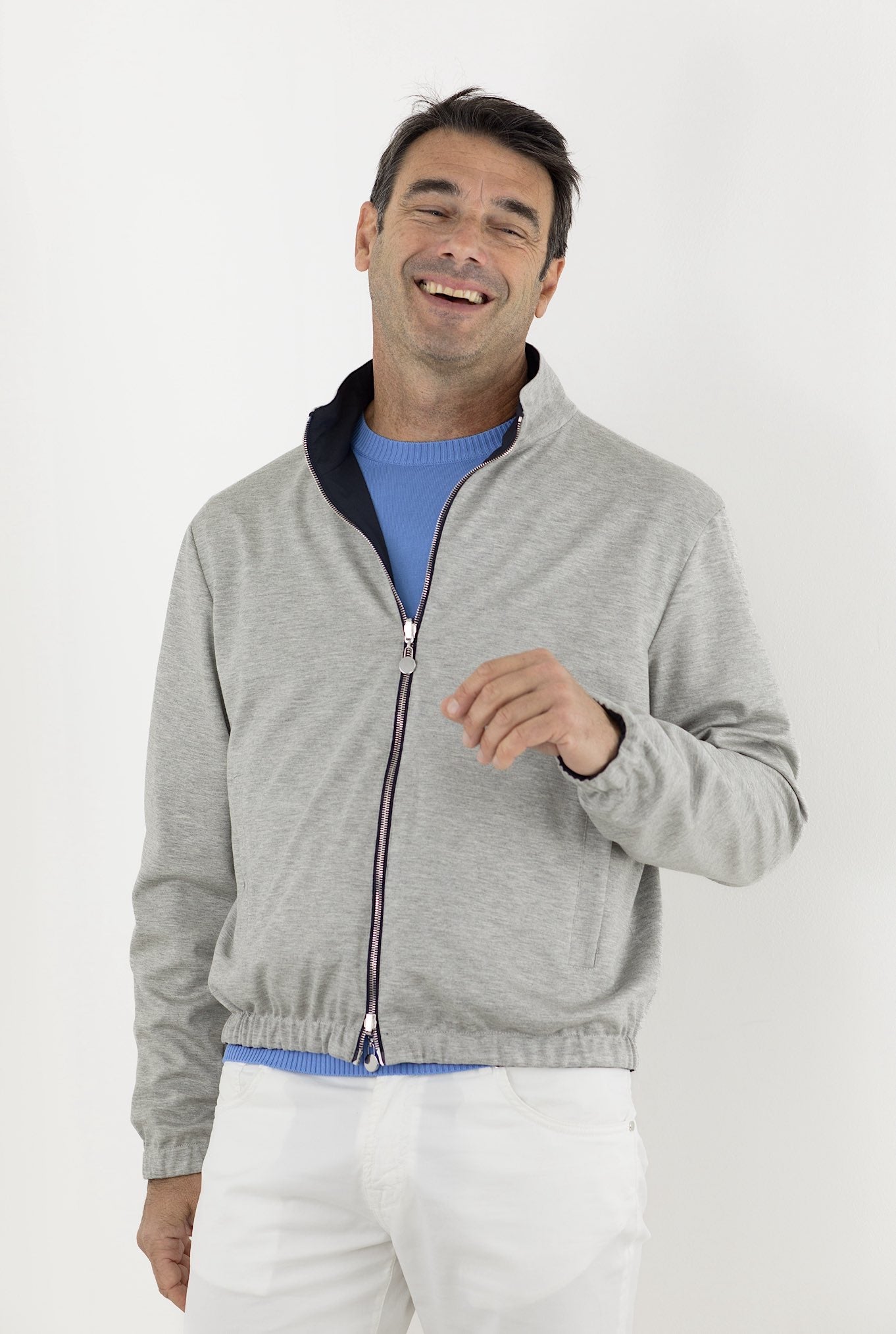 KITON Giubbino Reversibile Blu/Grigio chiaro - Guarino Store