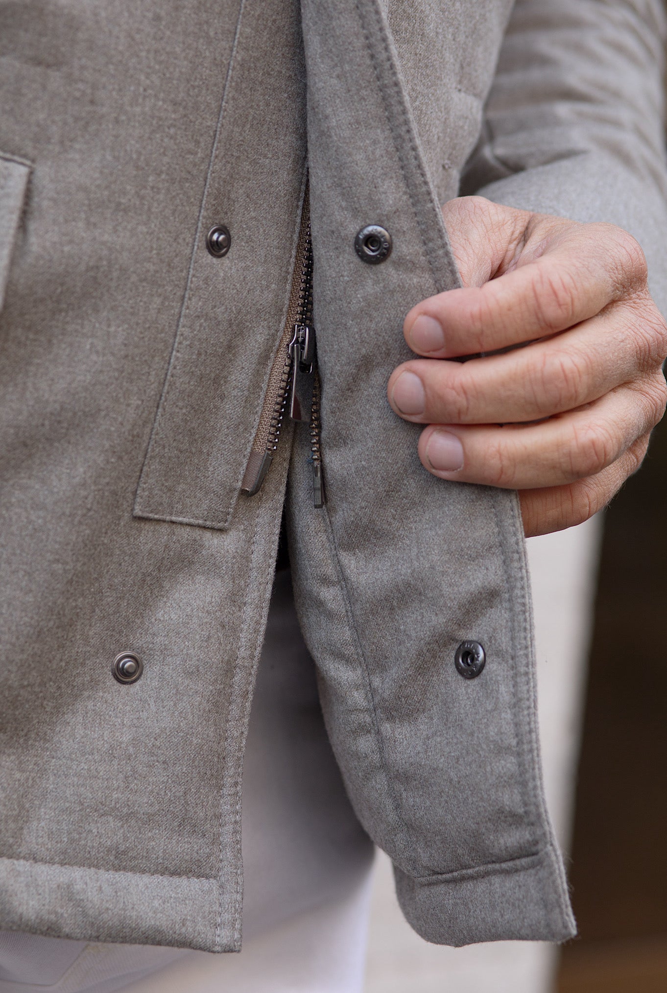 Field Jacket Tessuto Vitale Barberis Canonico Beige - Guarino Store