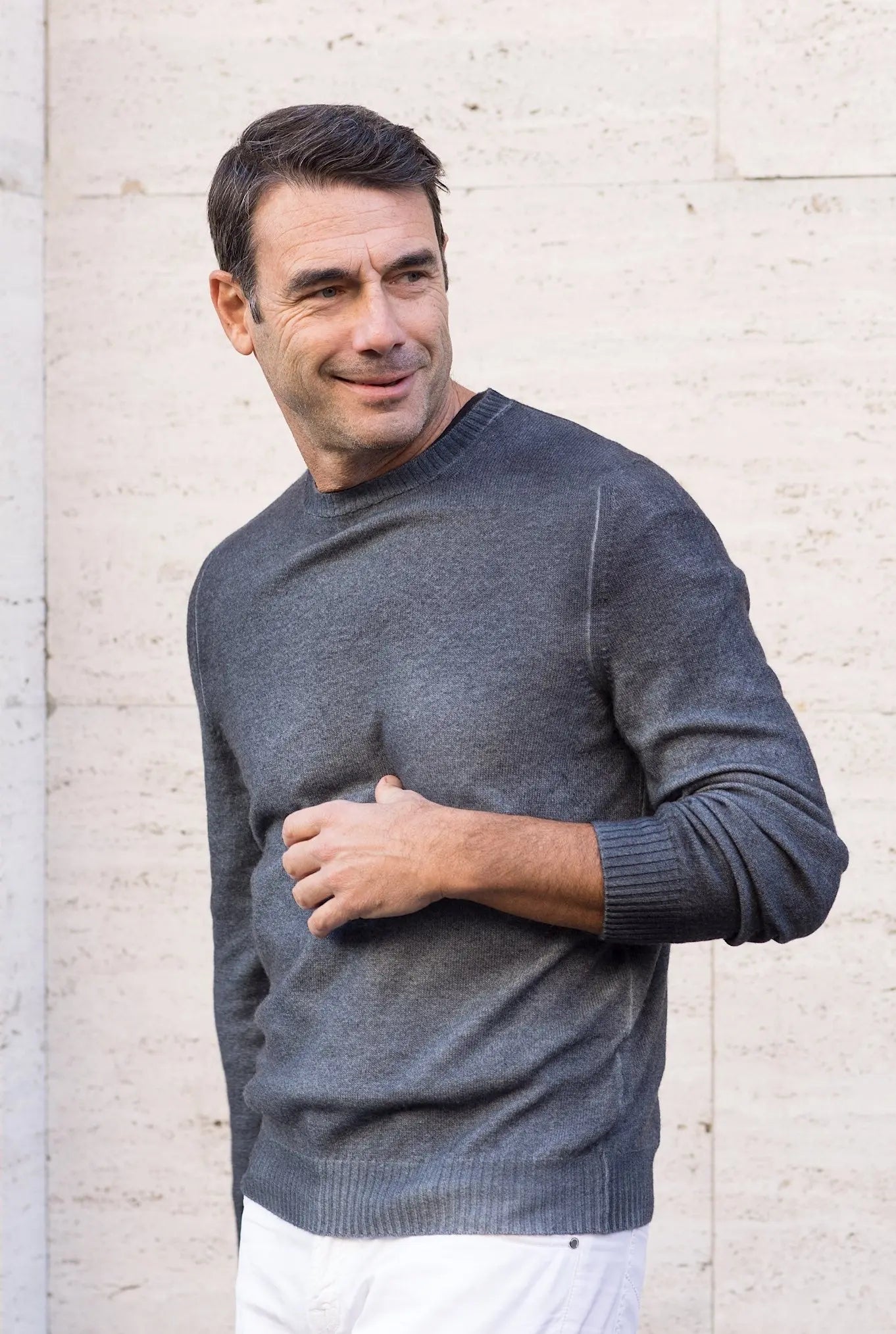 Girocollo Cashmere "Spruzzato" Blu - Guarino Store