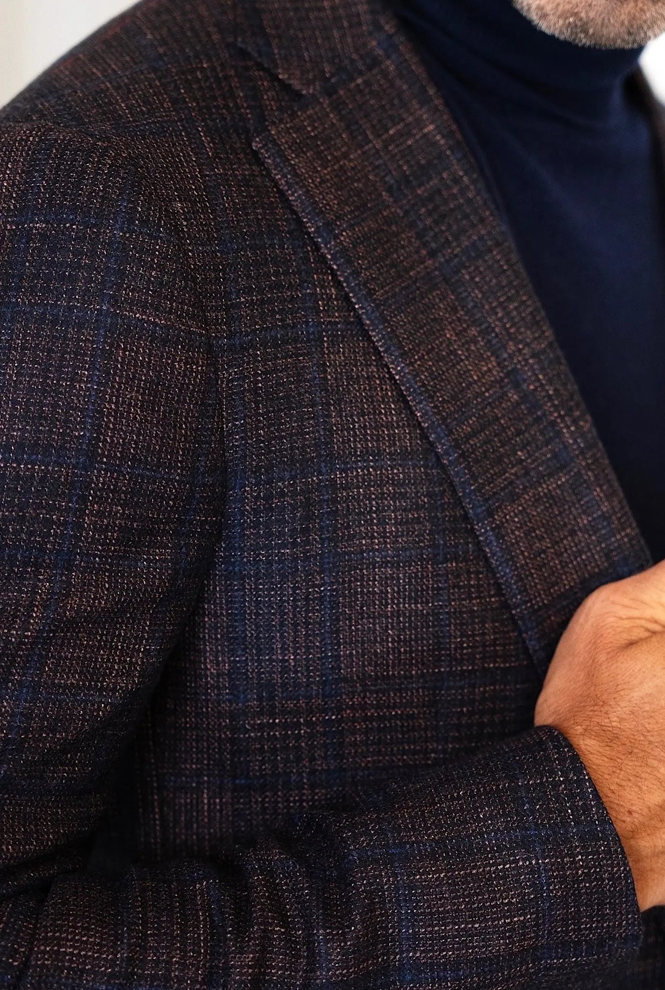 Giacca Galles Lana Seta e Cashmere Marrone e Blu - Guarino Store