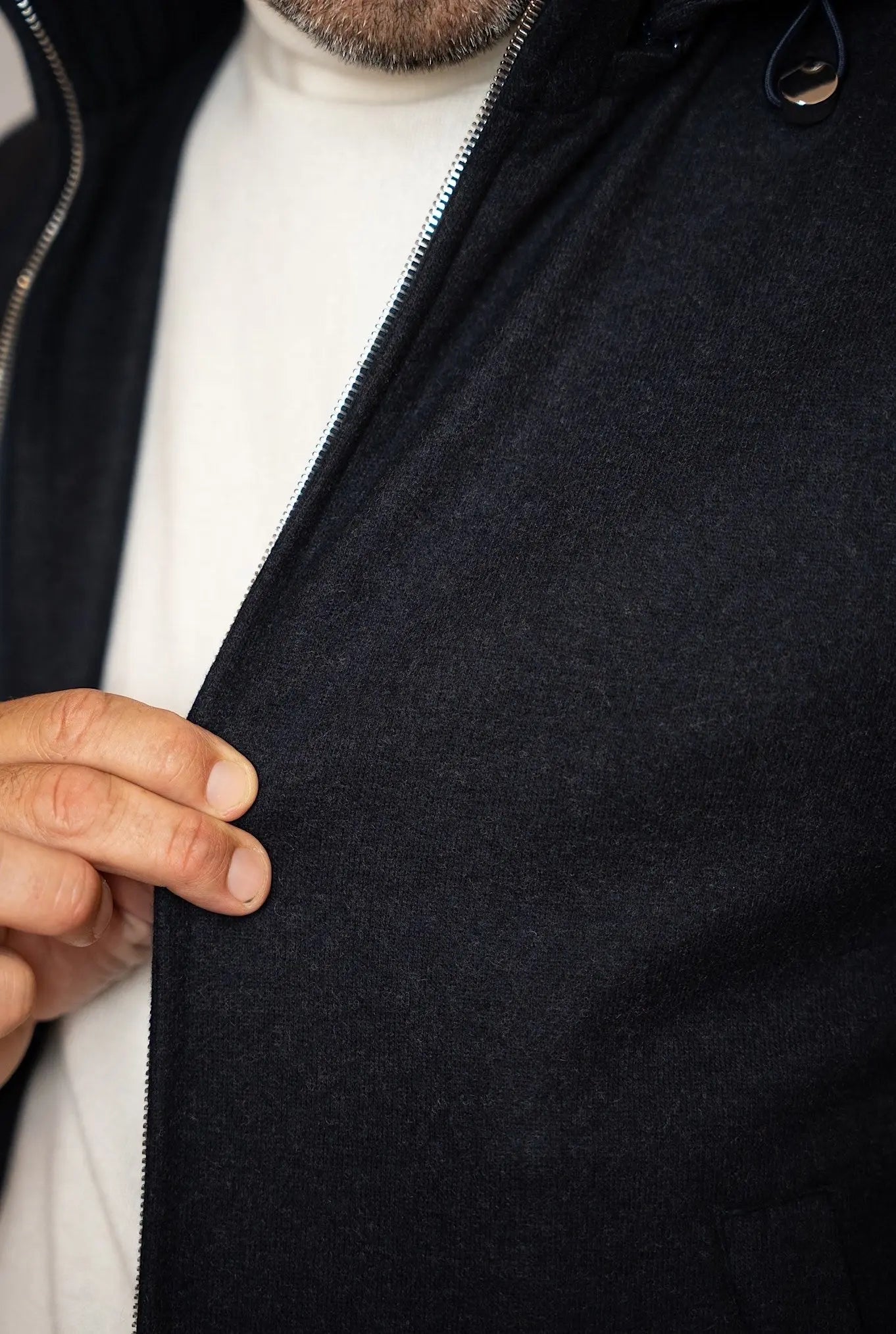 Giubbino in Cashmere con Cappuccio Staccabile Blu - Guarino Store