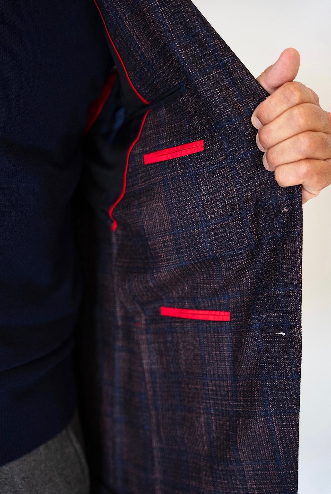 Giacca Galles Lana Seta e Cashmere Marrone e Blu - Guarino Store