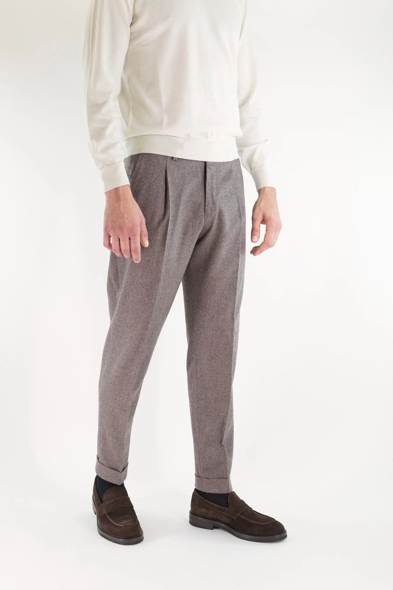 Pantaloni "Edge Rebel" Lana Cashmere Tortora PT