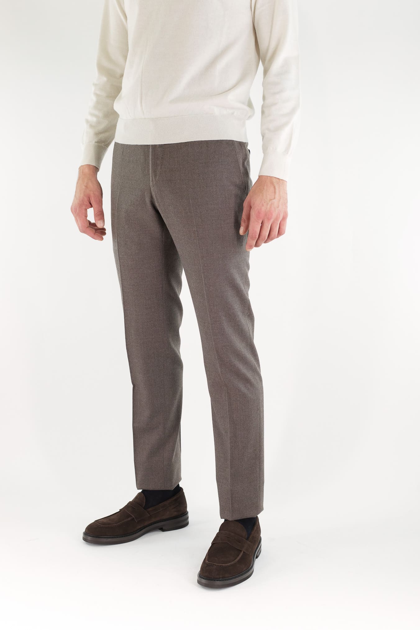 Pantaloni Flanella Lana Tortora