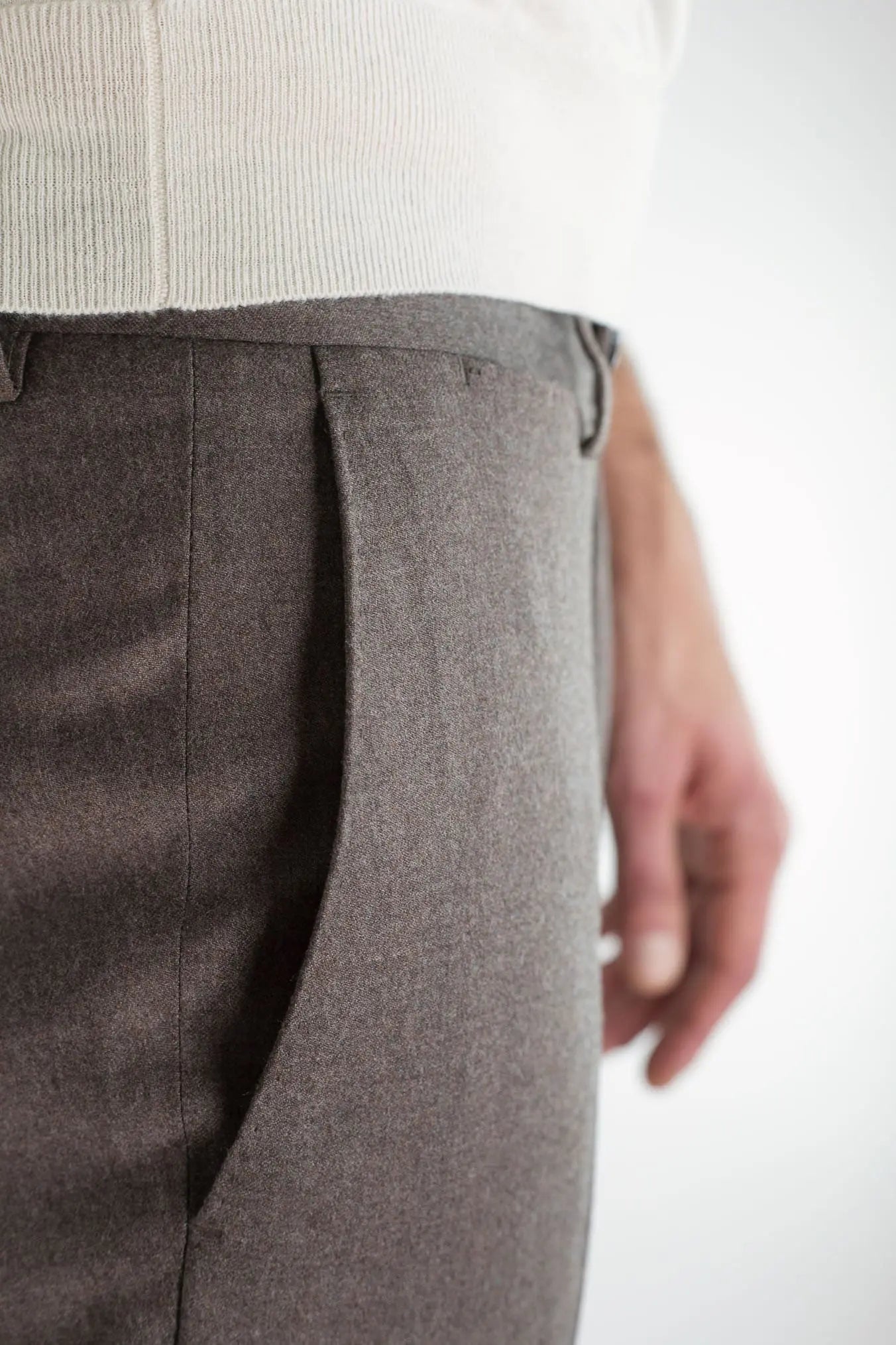 Pantaloni Flanella Lana Tortora PT