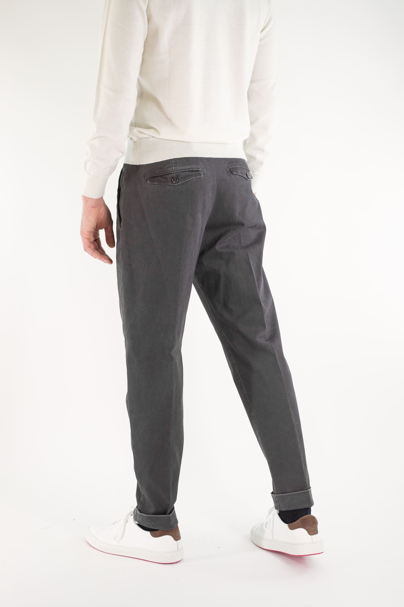 "Edge Rebel" Gabardine Cotton Trousers in Anthracite