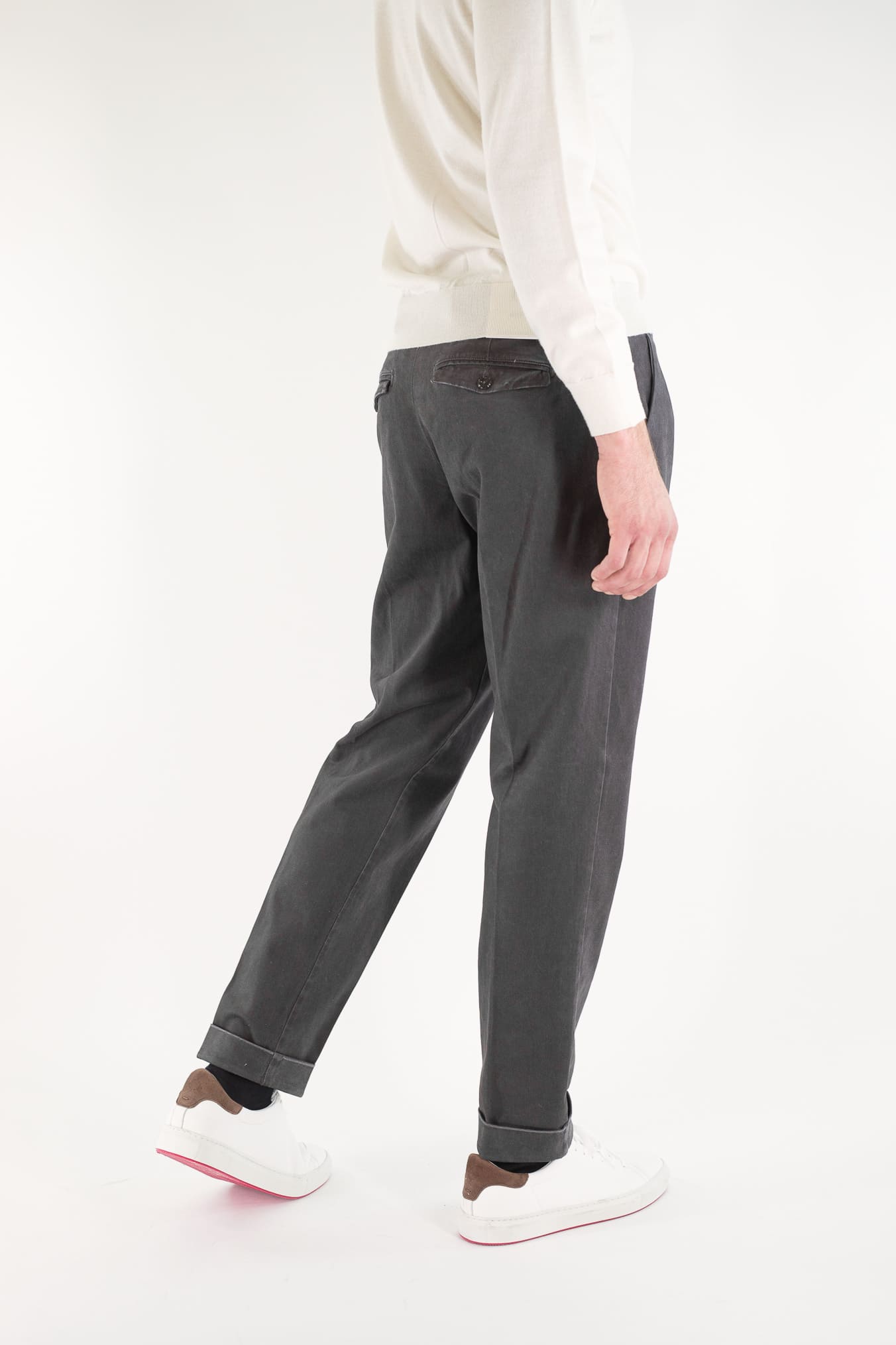 "Edge Rebel" Gabardine Cotton Trousers in Anthracite