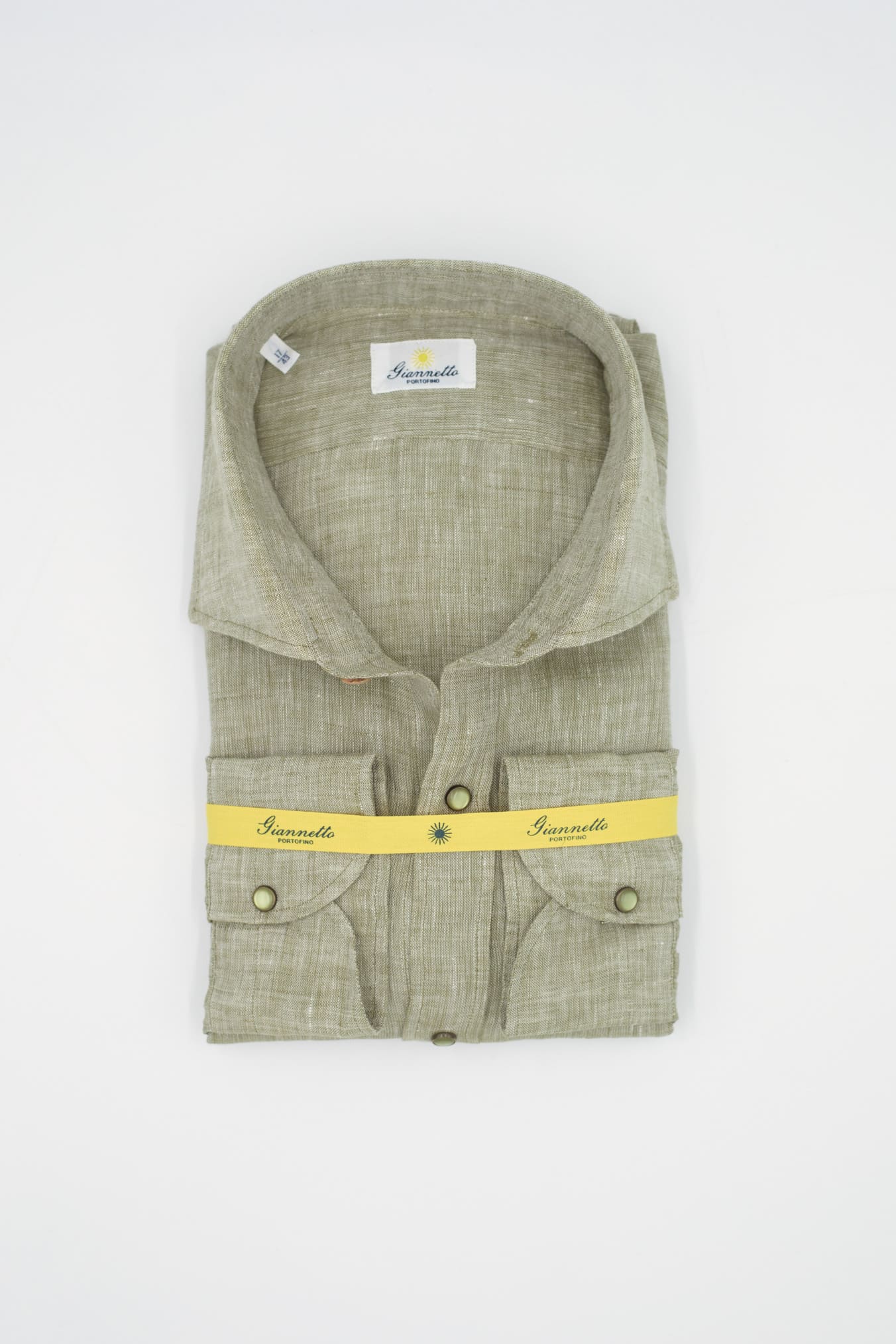 GIANNETTO PORTOFINO Camicia Lino Verde COMFORT FIT - Guarino Store