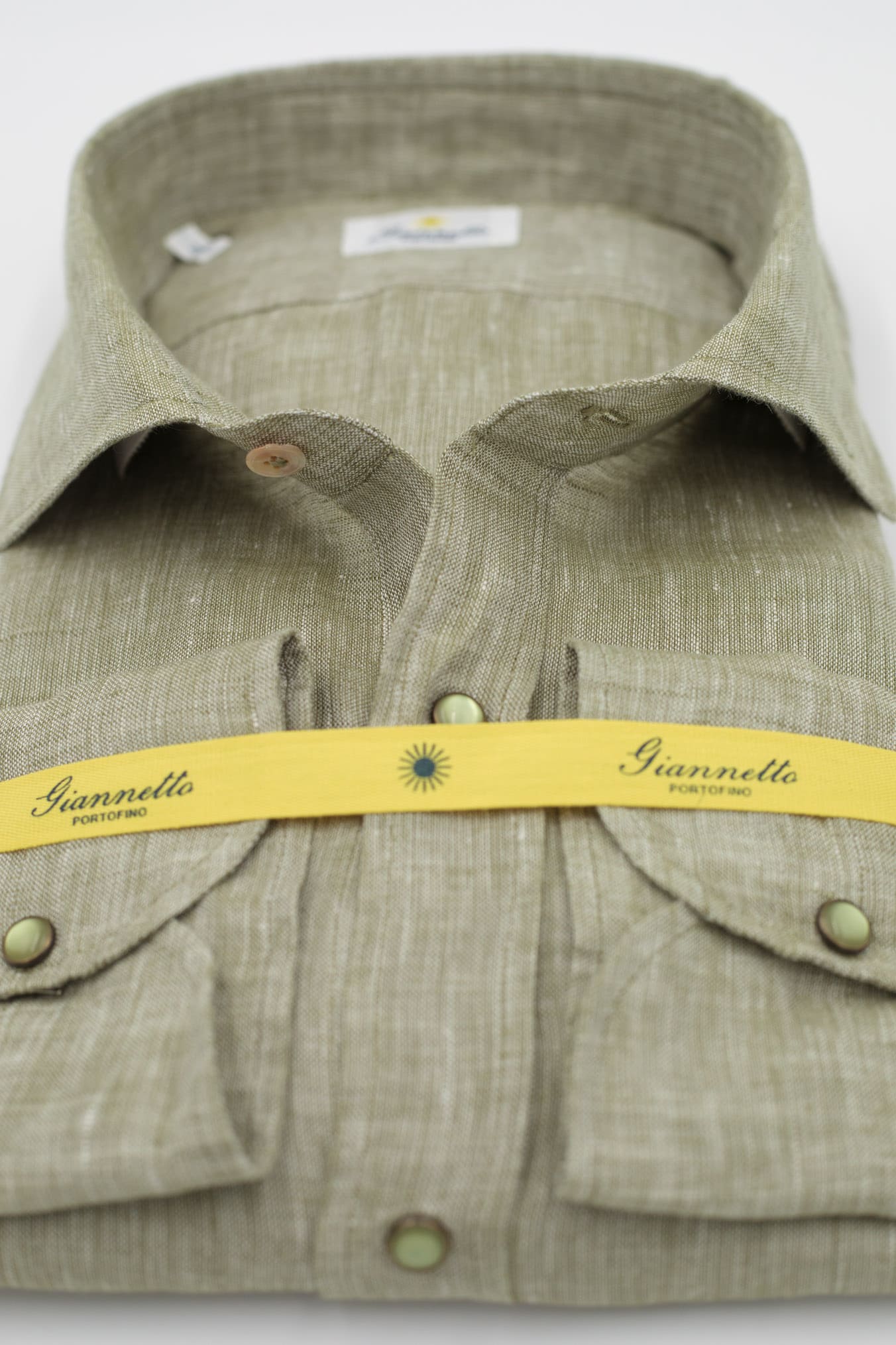 GIANNETTO PORTOFINO Camicia Lino Verde COMFORT FIT - Guarino Store