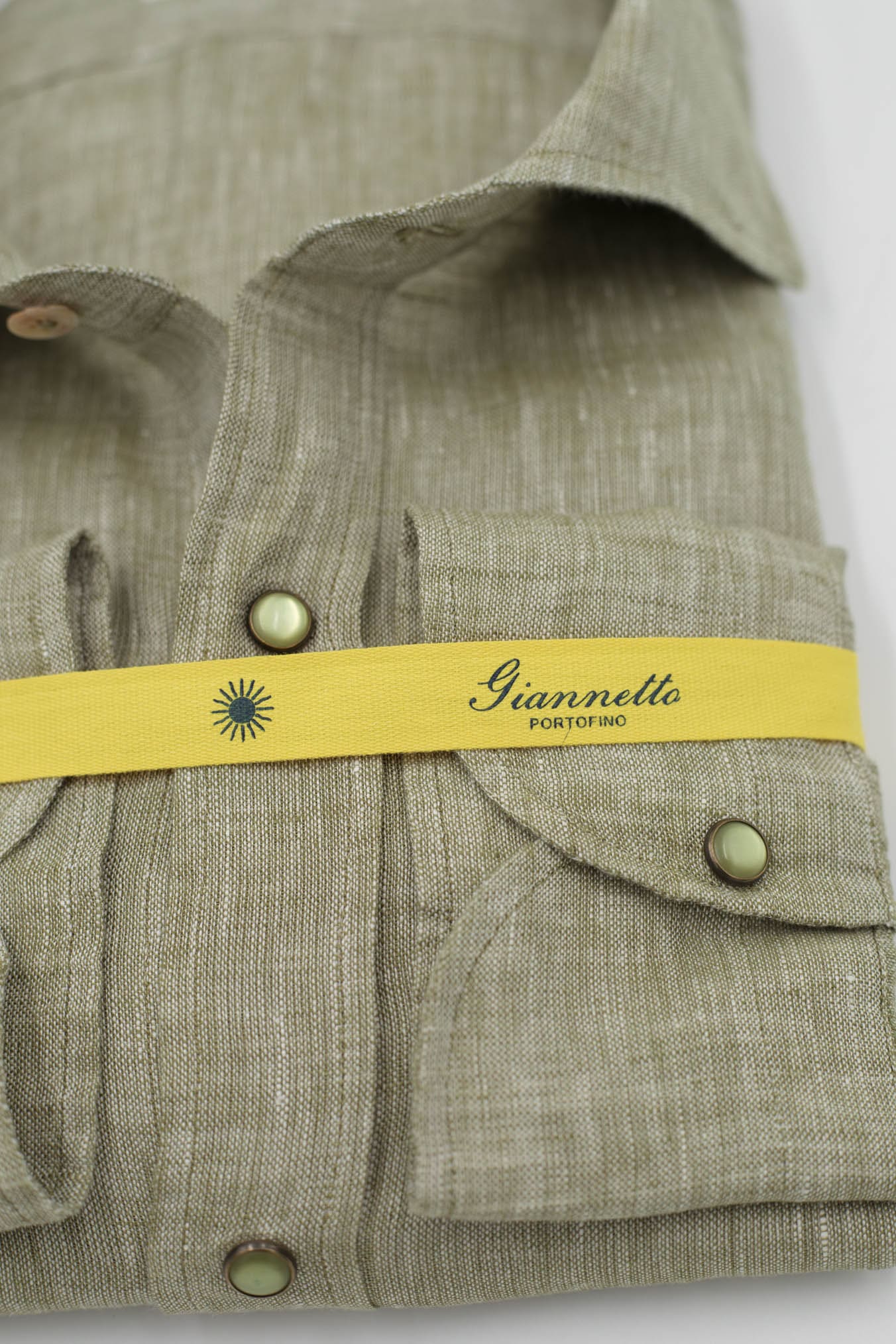 GIANNETTO PORTOFINO Camicia Lino Verde COMFORT FIT - Guarino Store