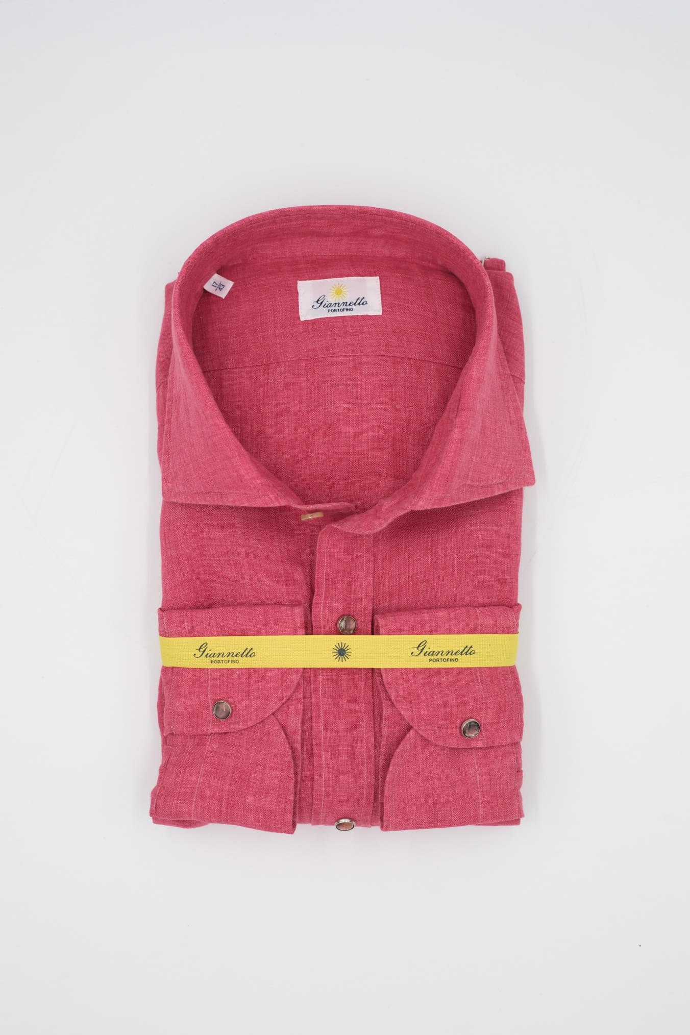 GIANNETTO PORTOFINO Camicia Lino Rosso COMFORT FIT - Guarino Store