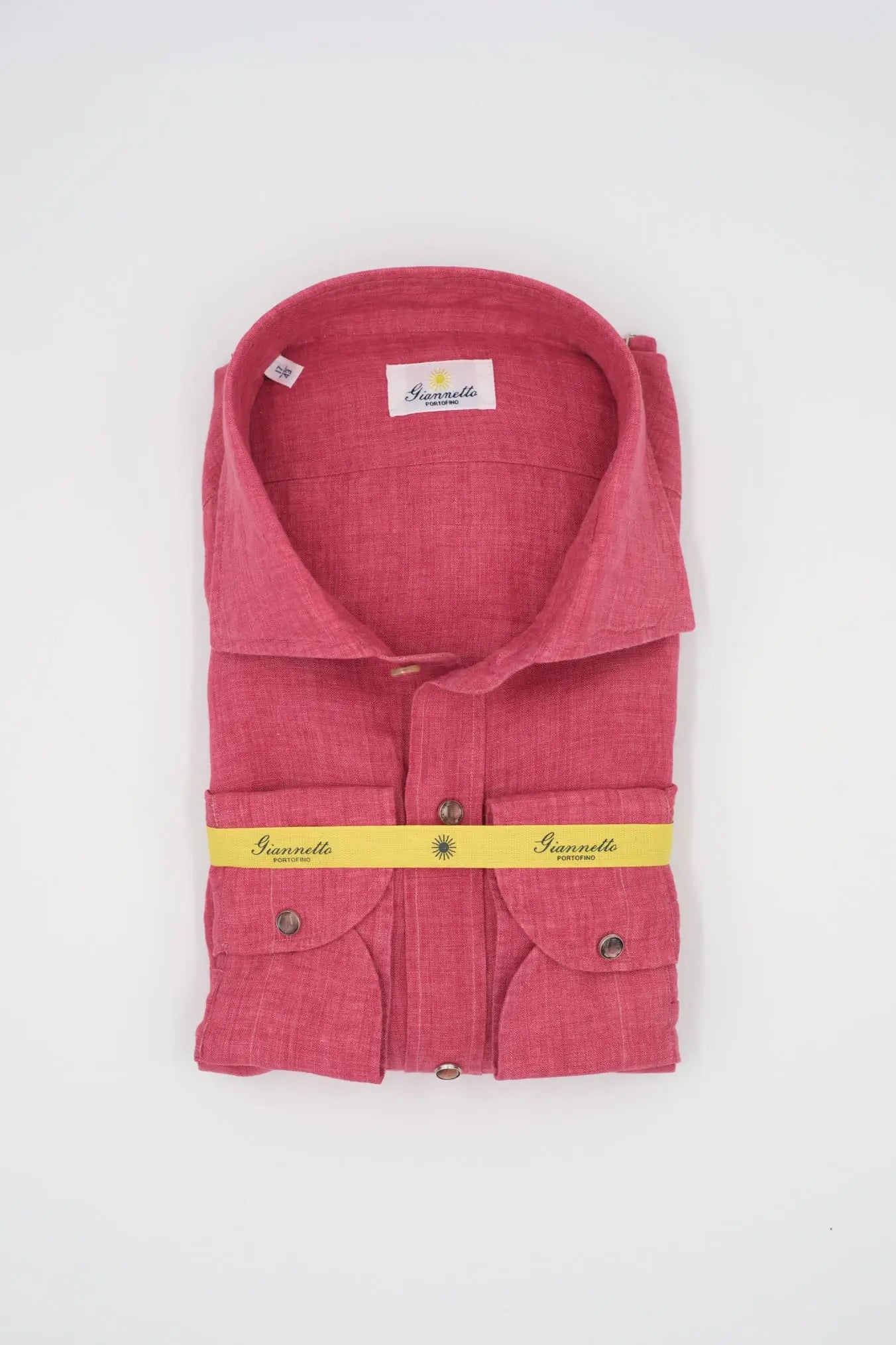 GIANNETTO PORTOFINO Camicia Lino Rosso COMFORT FIT - Guarino Store