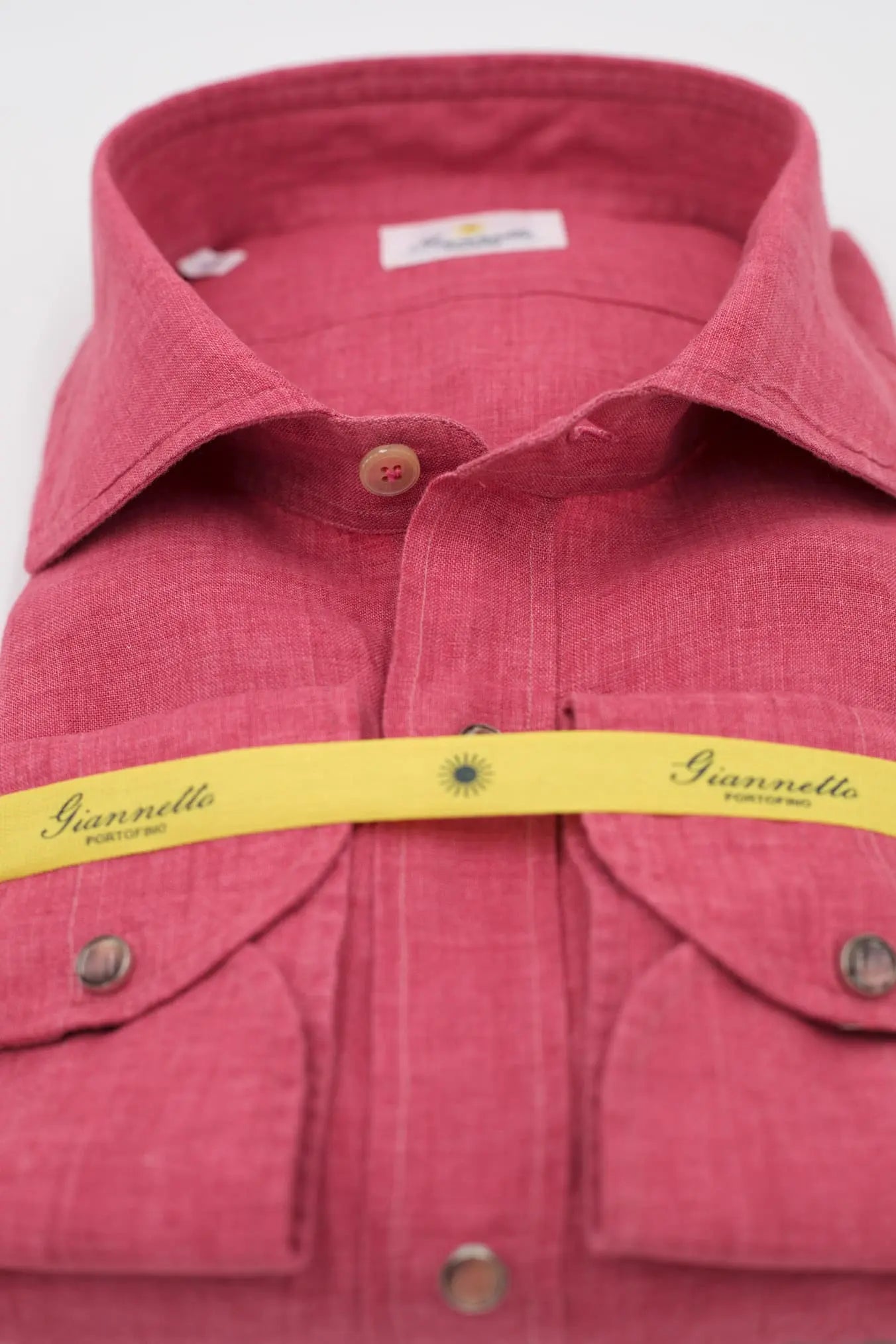 GIANNETTO PORTOFINO Camicia Lino Rosso COMFORT FIT - Guarino Store