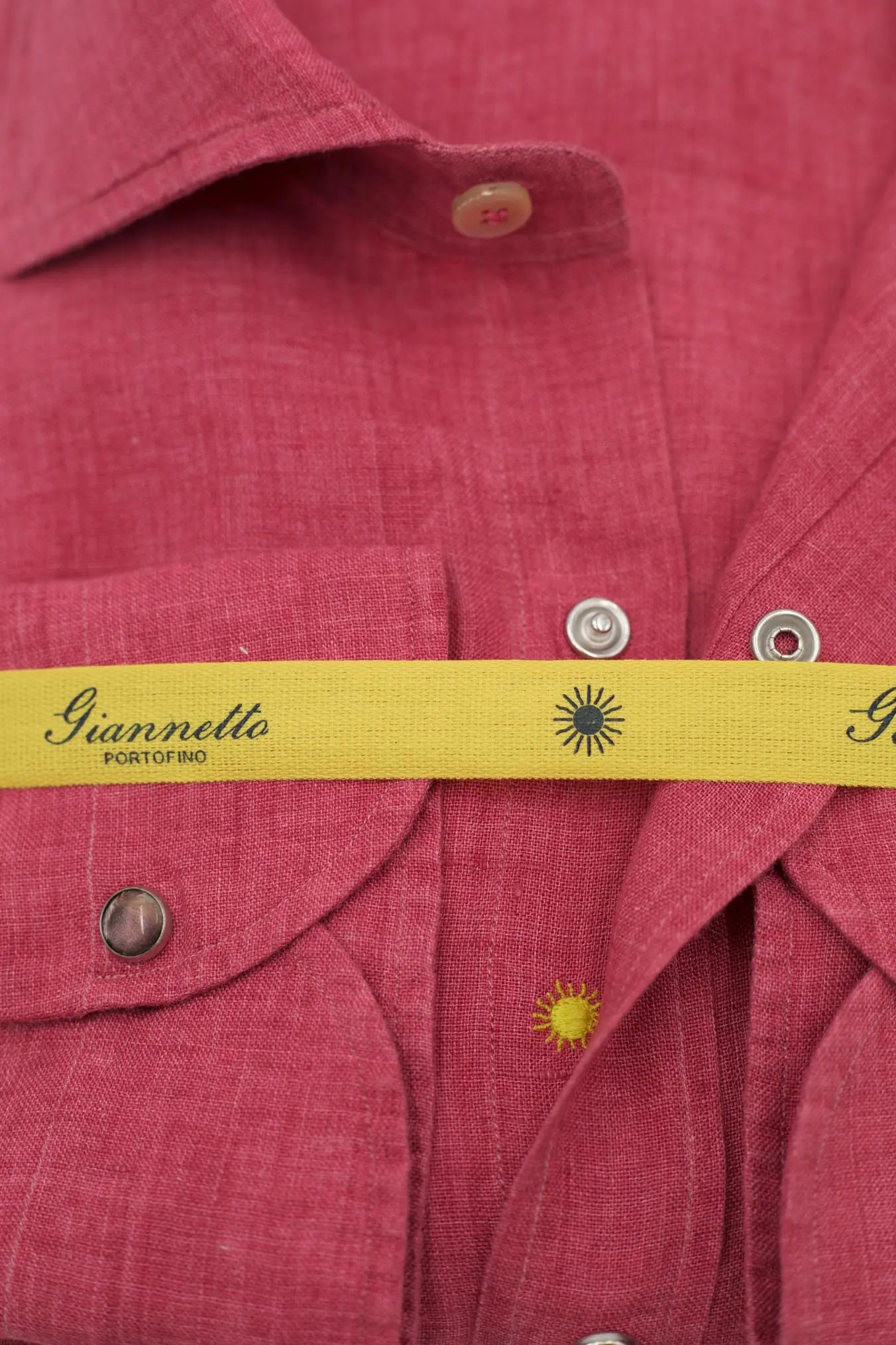 GIANNETTO PORTOFINO Camicia Lino Rosso SLIM FIT - Guarino Store