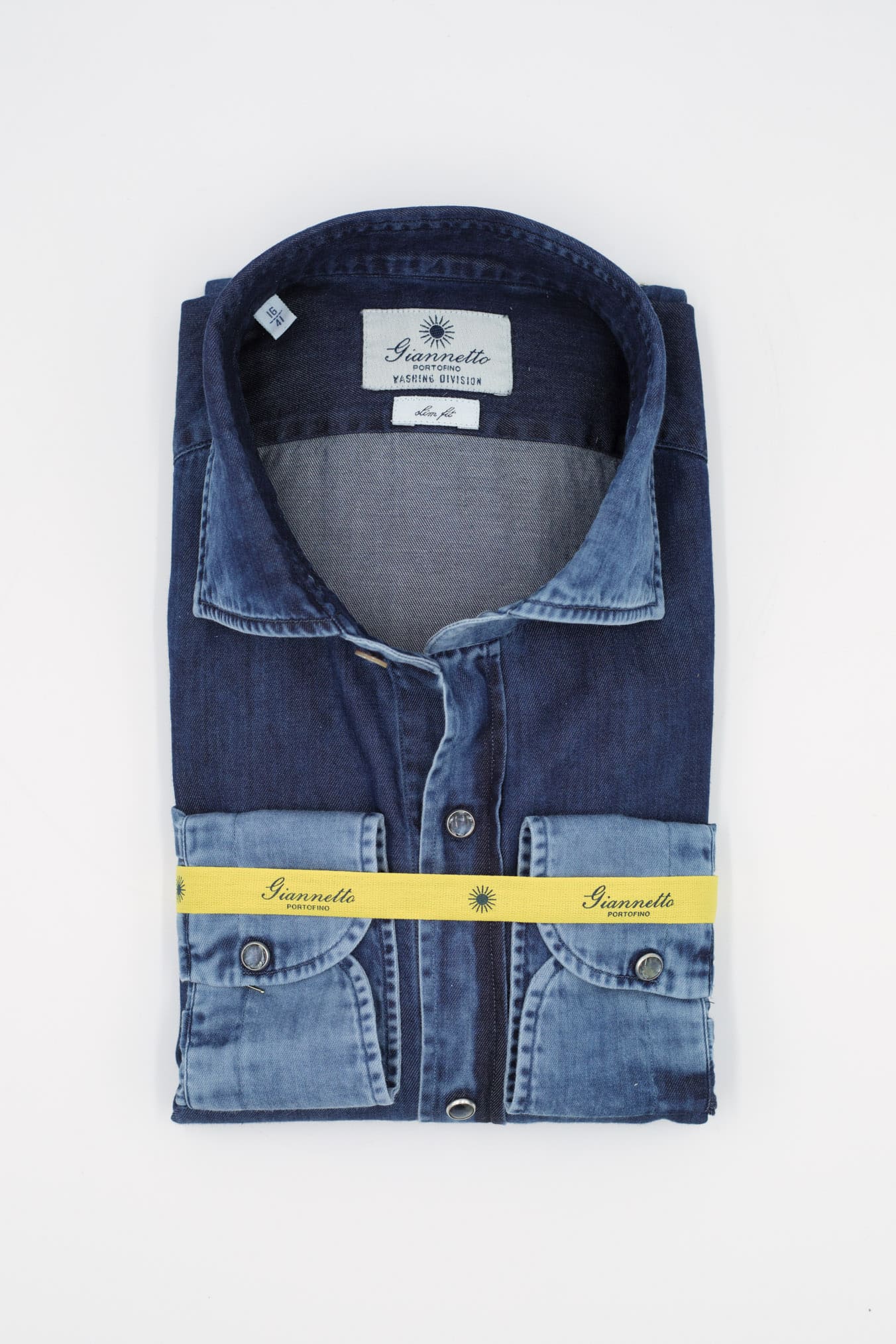 GIANNETTO PORTOFINO Camicia Denim Marmorizzato SLIM FIT - Guarino Store
