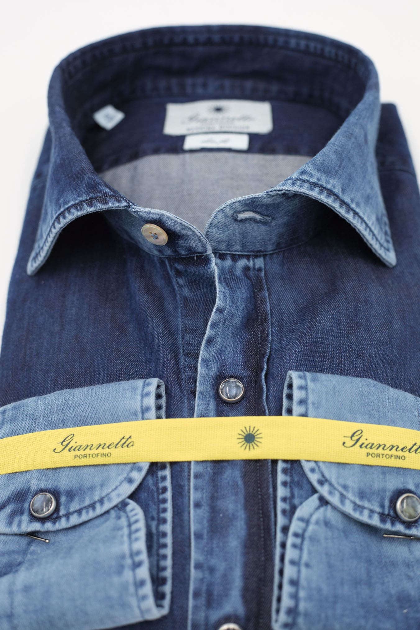 GIANNETTO PORTOFINO Camicia Denim Marmorizzato SLIM FIT - Guarino Store