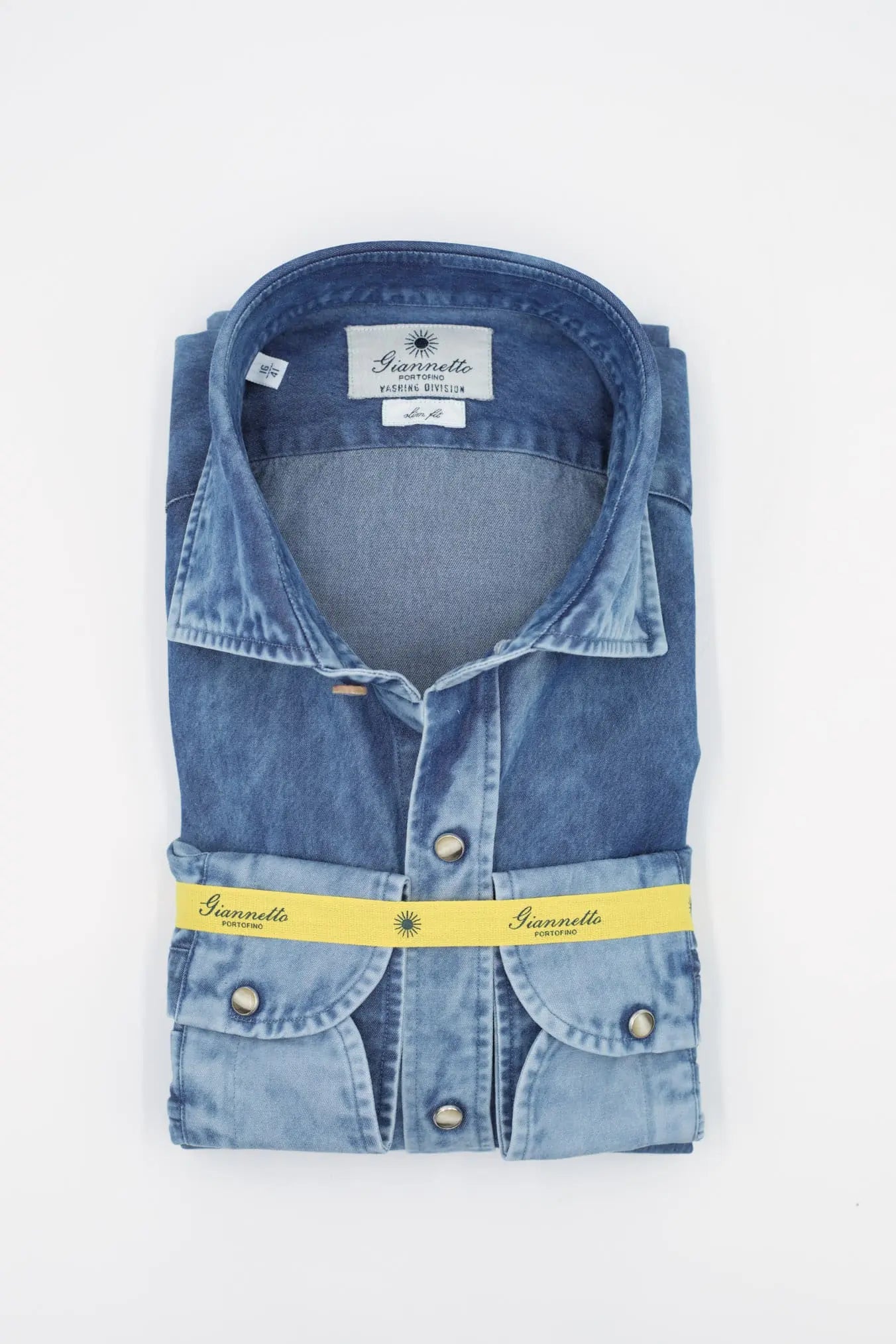 GIANNETTO PORTOFINO Camicia Denim Marmorizzato SLIM FIT - Guarino Store